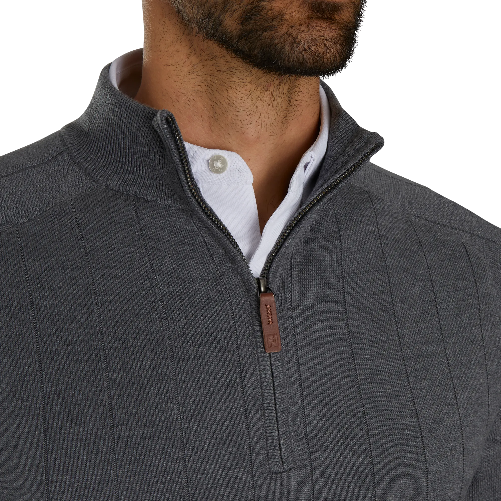 2024 FootJoy Men's Drop Needle Pullover - Heather Charcoal