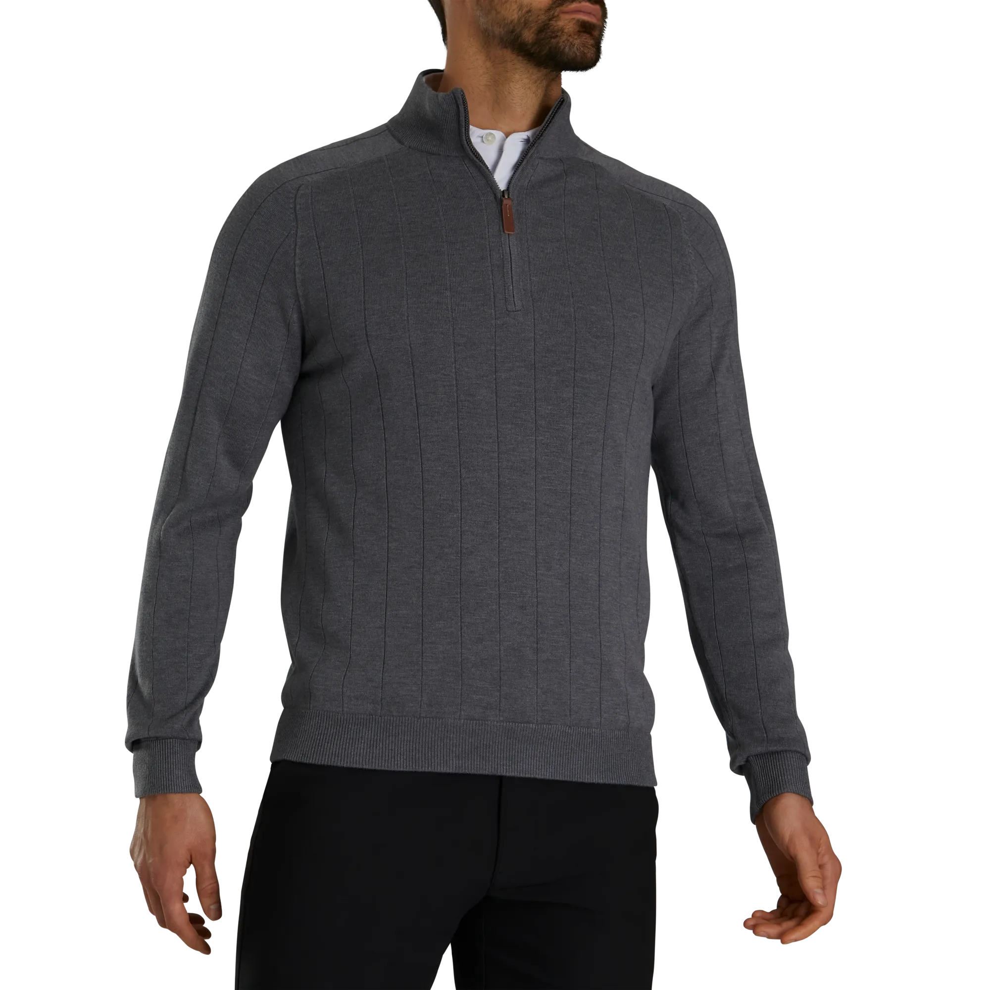 2024 FootJoy Men's Drop Needle Pullover - Heather Charcoal