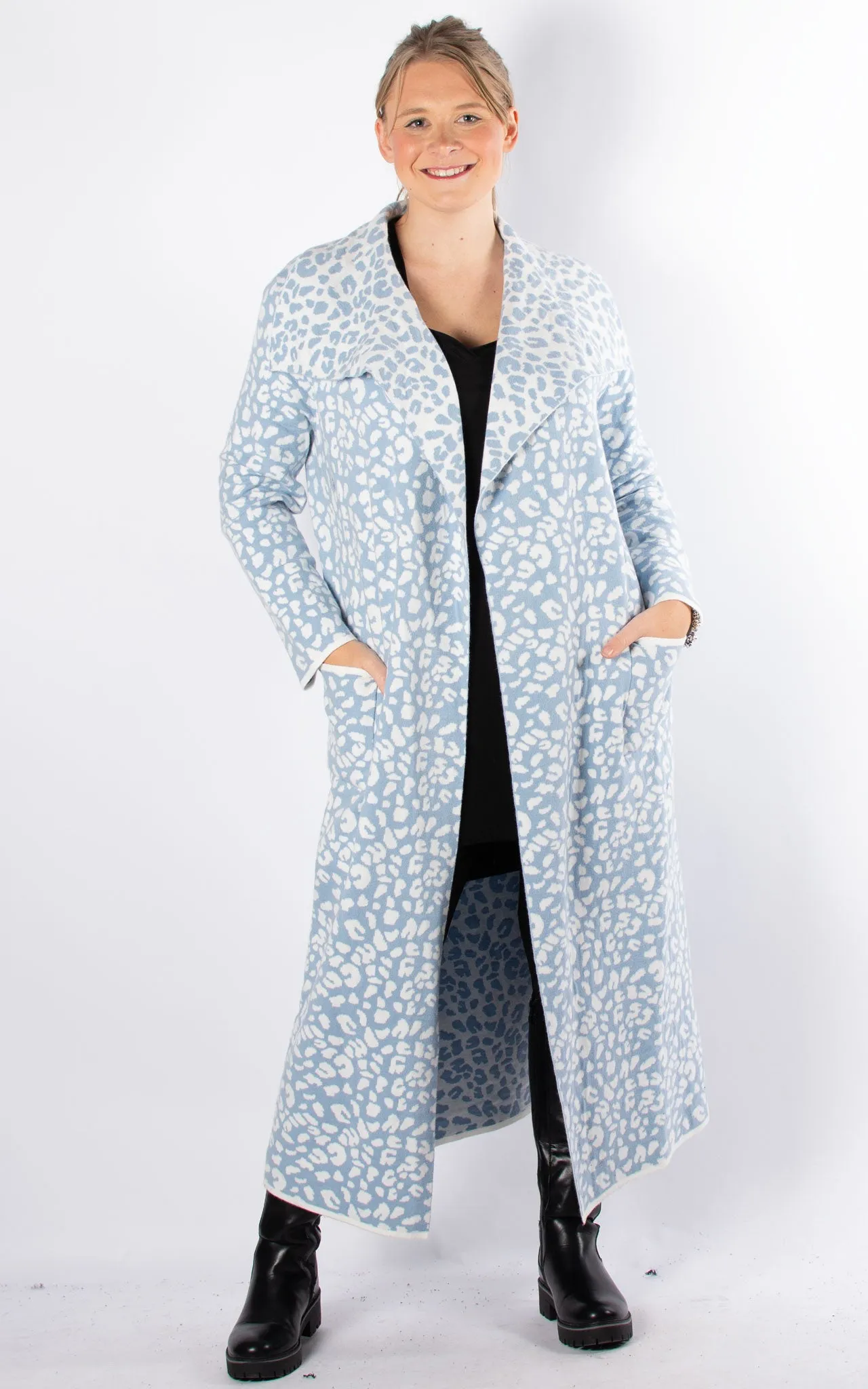 Animal Print Coat | Baby Blue