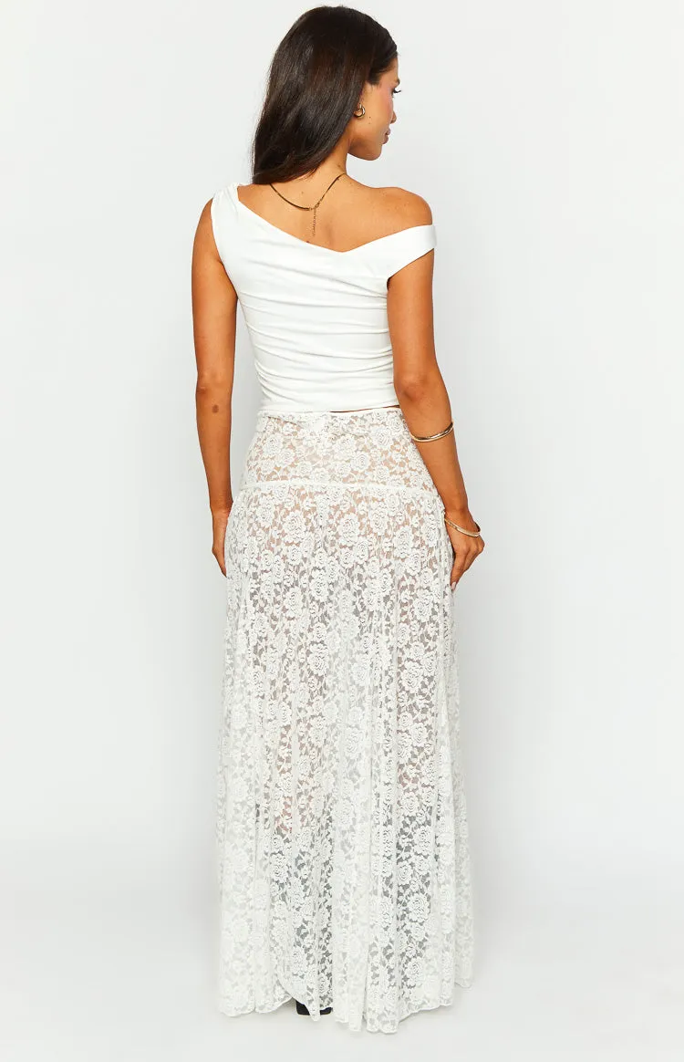 Calypso White Lace Maxi Skirt