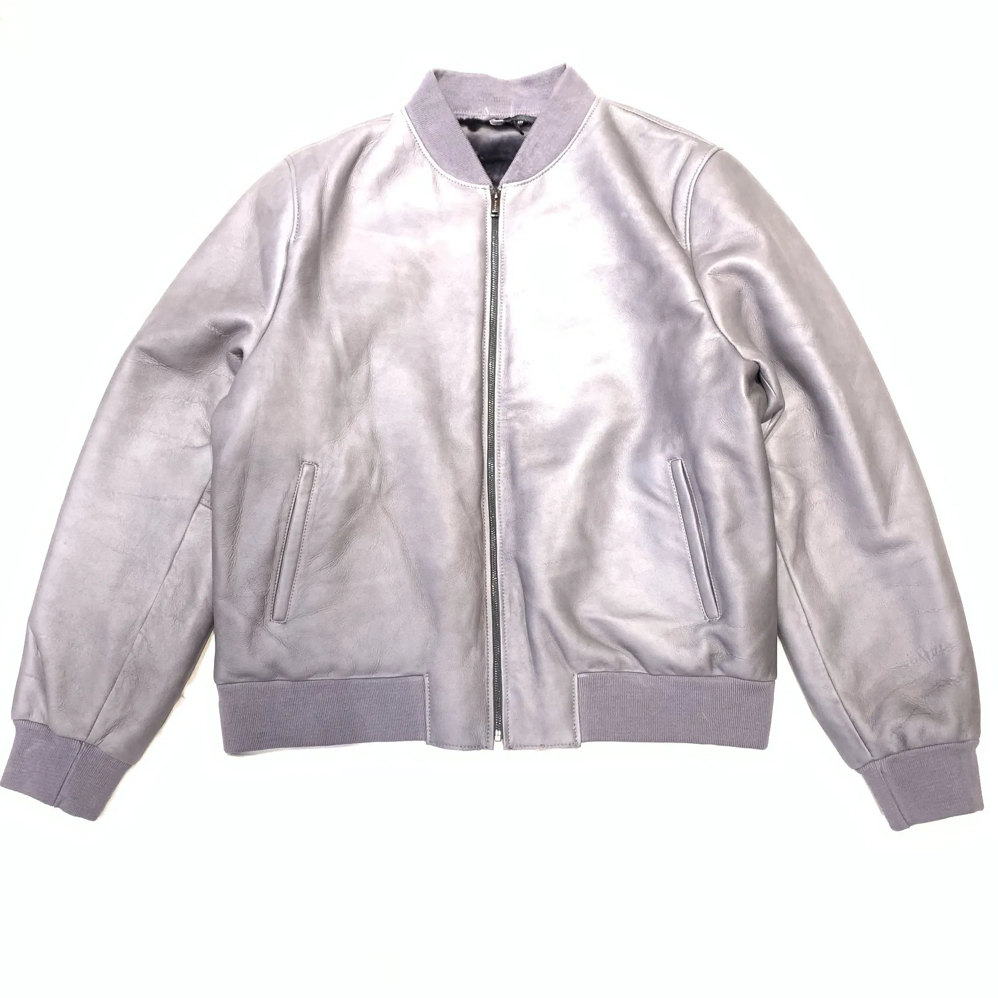 Daniels Leather Men's Grey Bomber Shearling Jacket