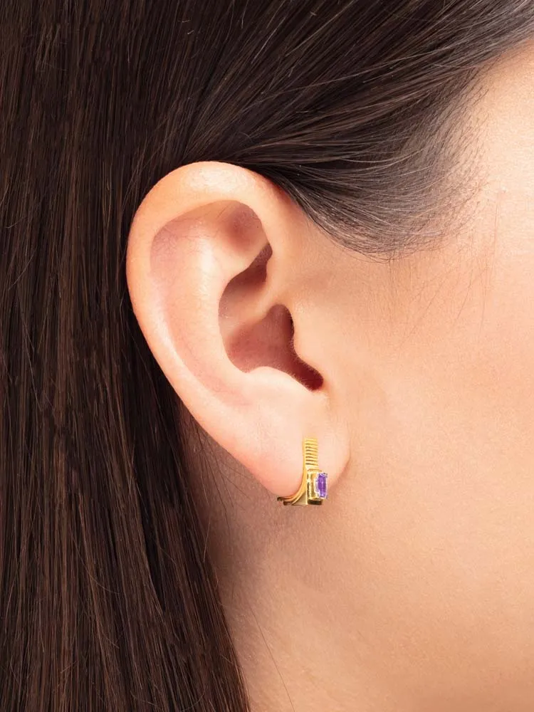 Earring Refined Brutalism Amethyst