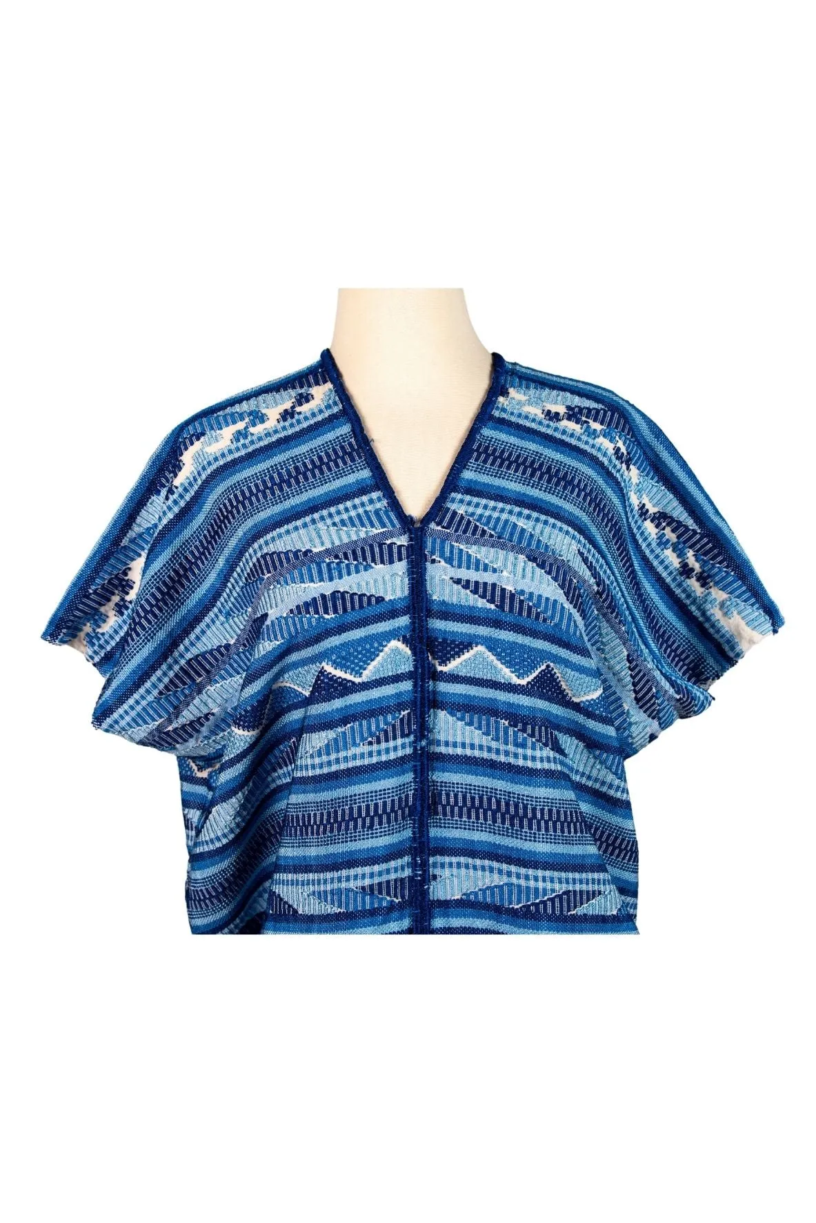 Espiritu Embroidered Guatemalan Kaftan - Blue, Light Blue, Ivory