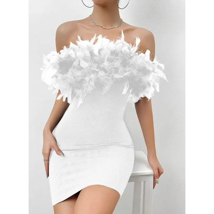 Feather Bodycon Mini Dress