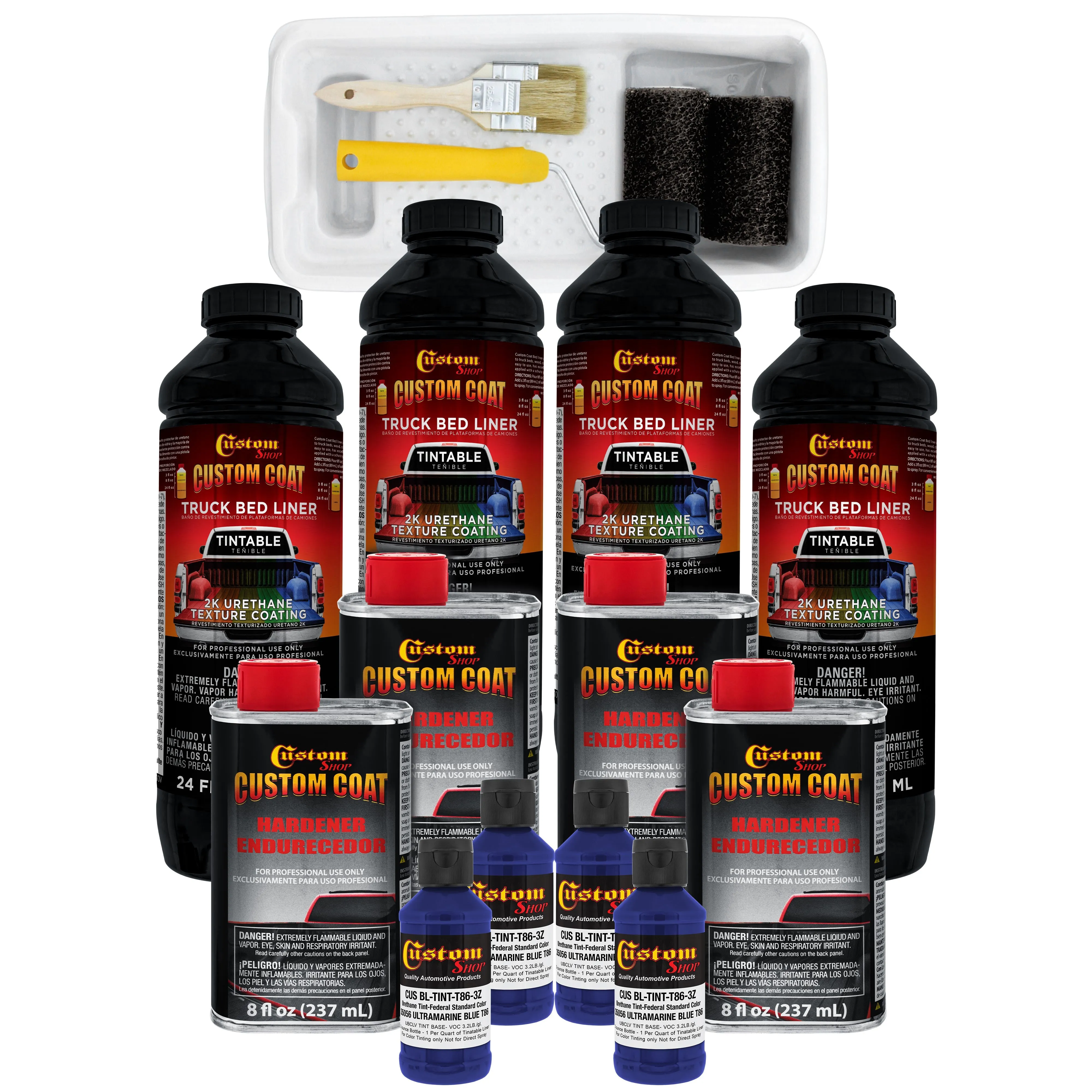 Federal Standard Color #35056 Ultramarine Blue T86 Urethane Roll-On, Brush-On or Spray-On Truck Bed Liner, 1 Gallon Kit with Roller Applicator Kit