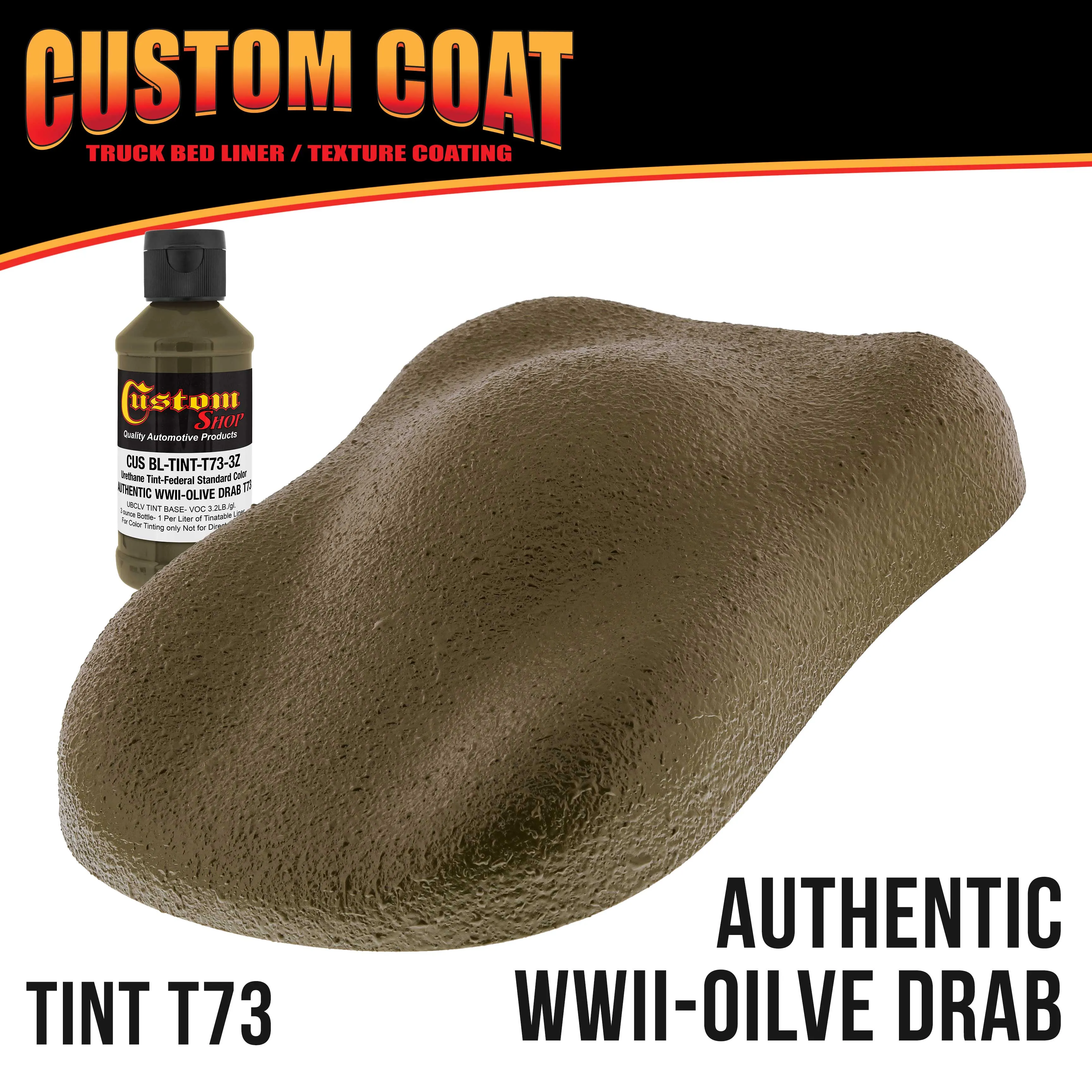 Federal Standard Color # Authentic WWII Olive Drab T73 Urethane Roll-On, Brush-On, Spray-On Truck Bed Liner, 1.5 Gallon Kit with Roller Applicator Kit