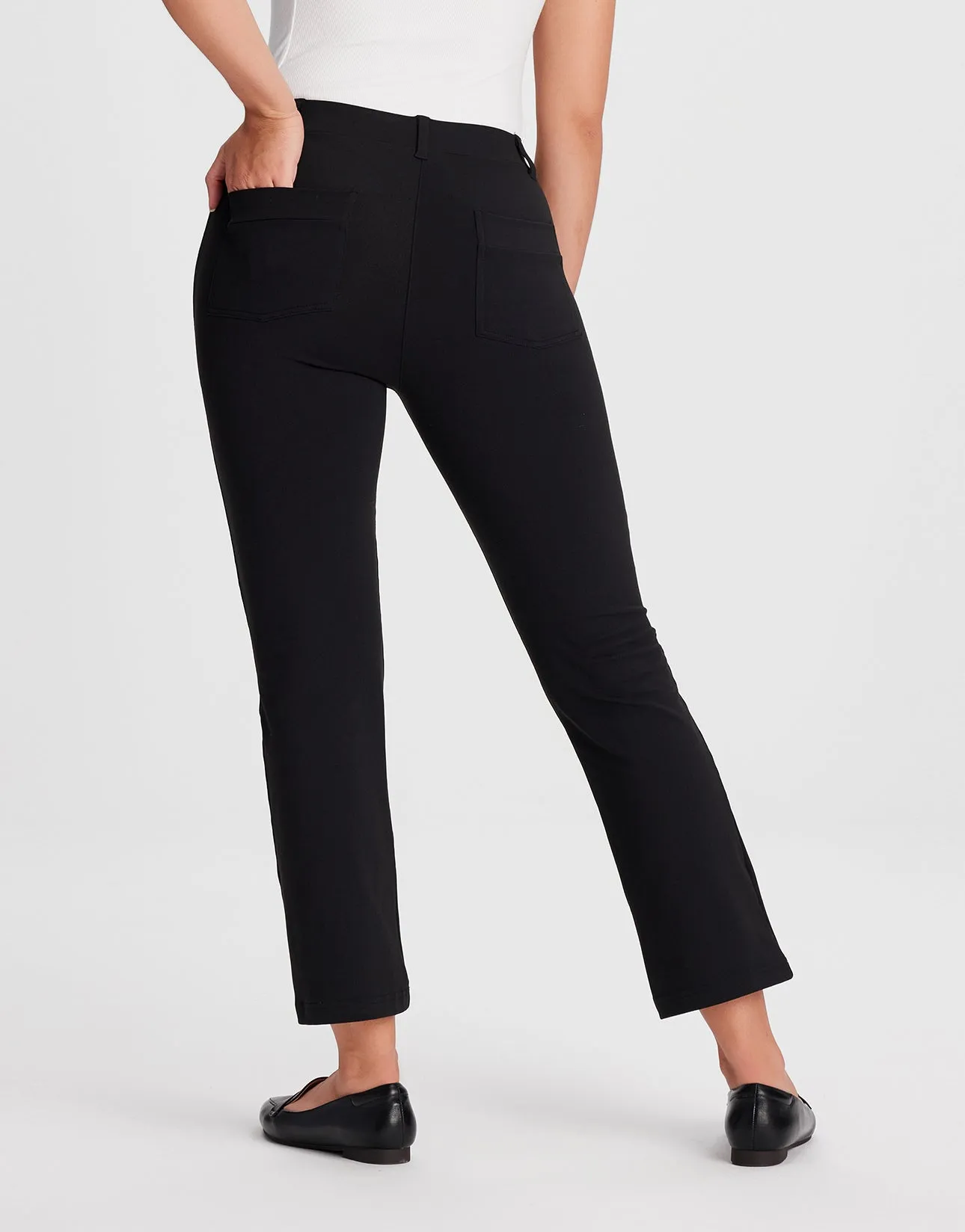 Flare Cropped Yoga Dress Pants, 4 Pockets