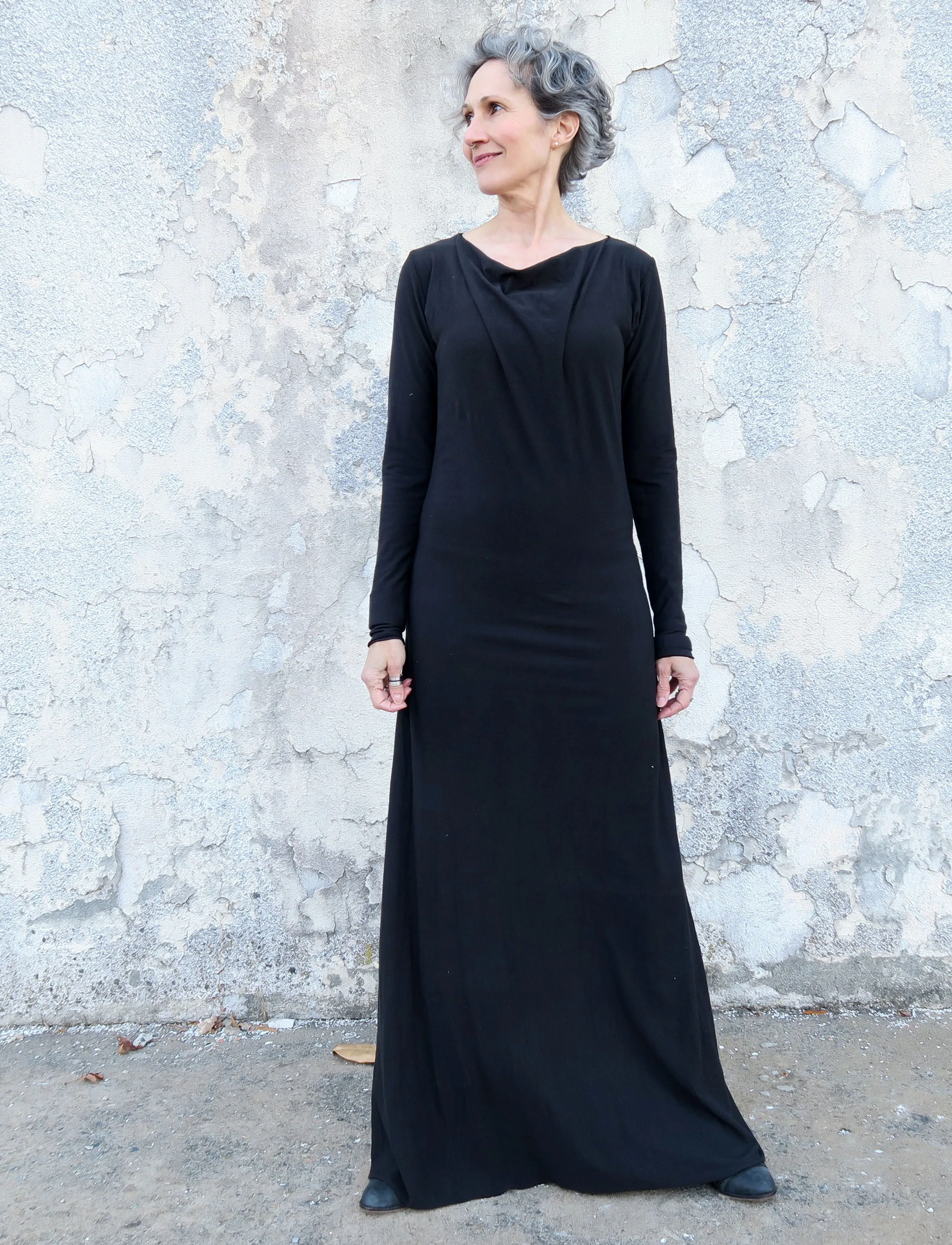 Float Neck Simplicity Long Dress