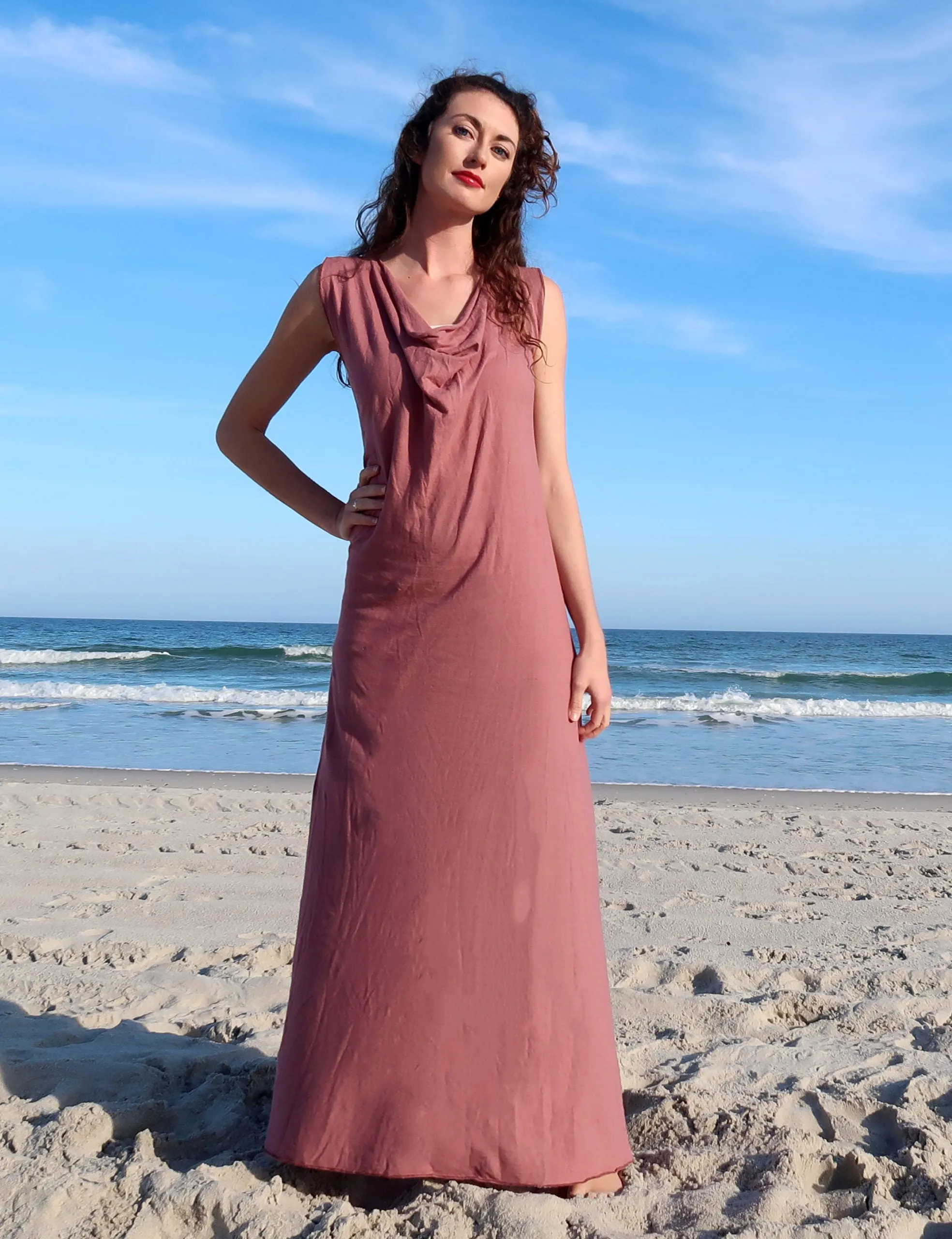 Float Neck Simplicity Long Dress