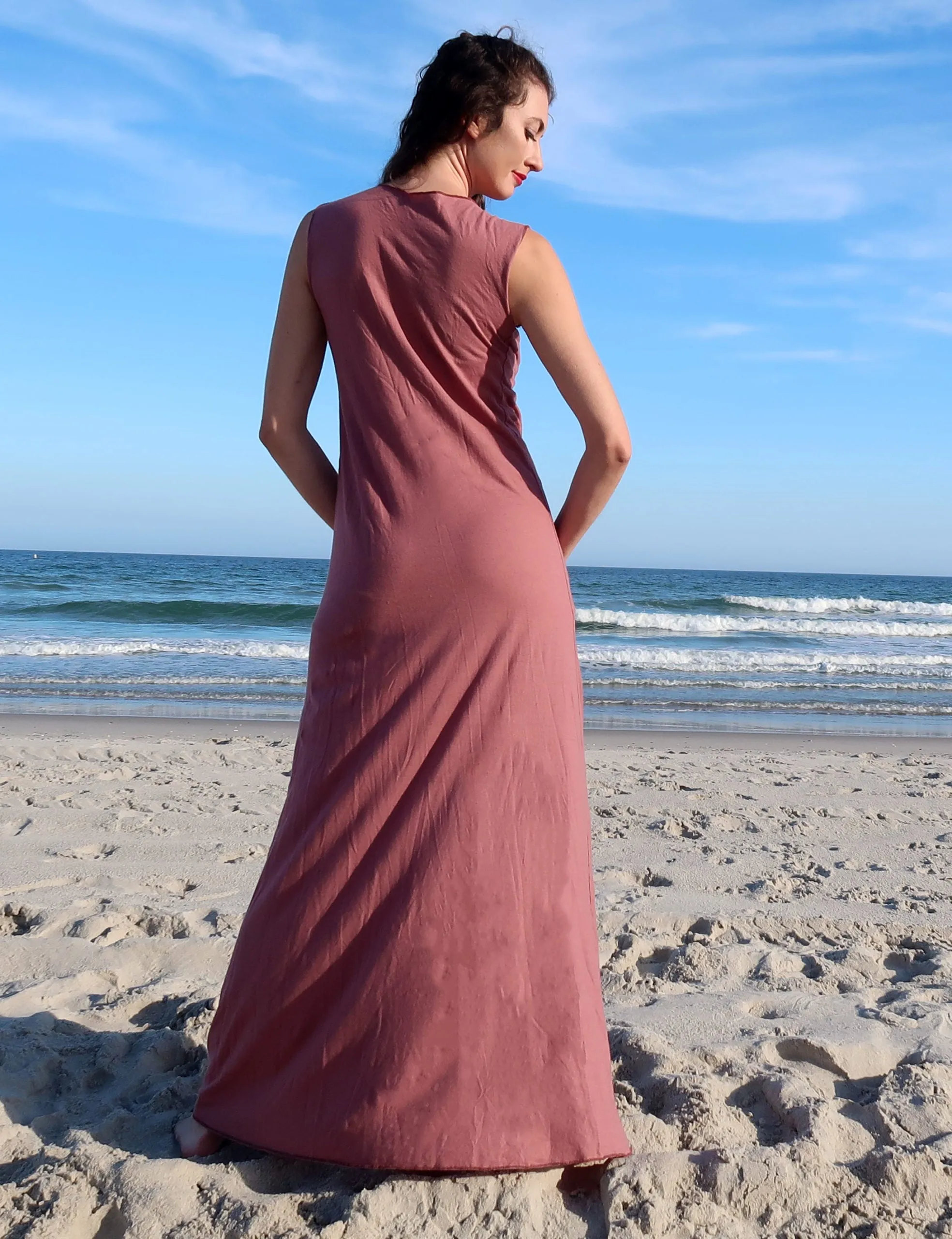 Float Neck Simplicity Long Dress