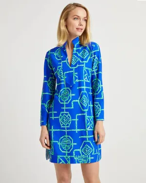 Jude Connally Kate Dress Bamboo Lattice Cobolt Grass