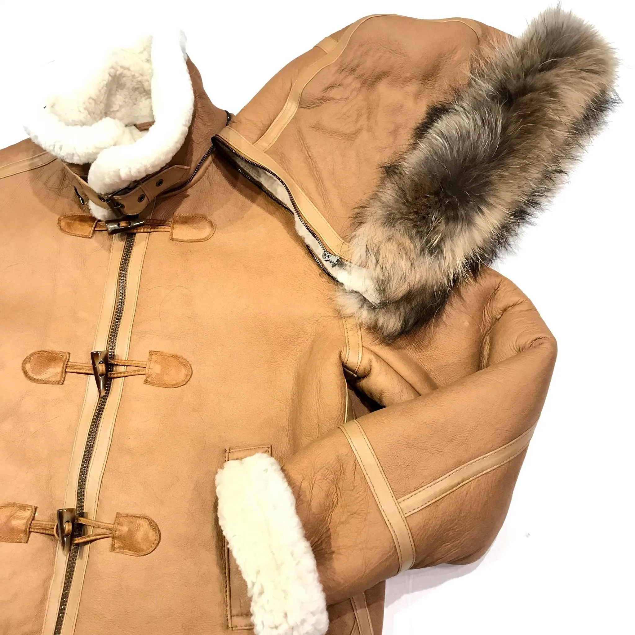 Kashani Peach Duffel Aviator Shearling Jacket