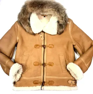 Kashani Peach Duffel Aviator Shearling Jacket