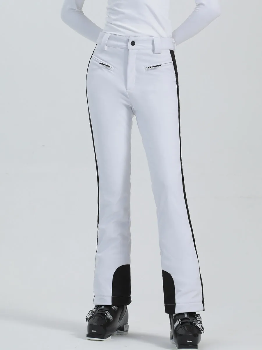 Lady's Classical Solid Color Slim Fit Snow Pants Flared Ski Trousers