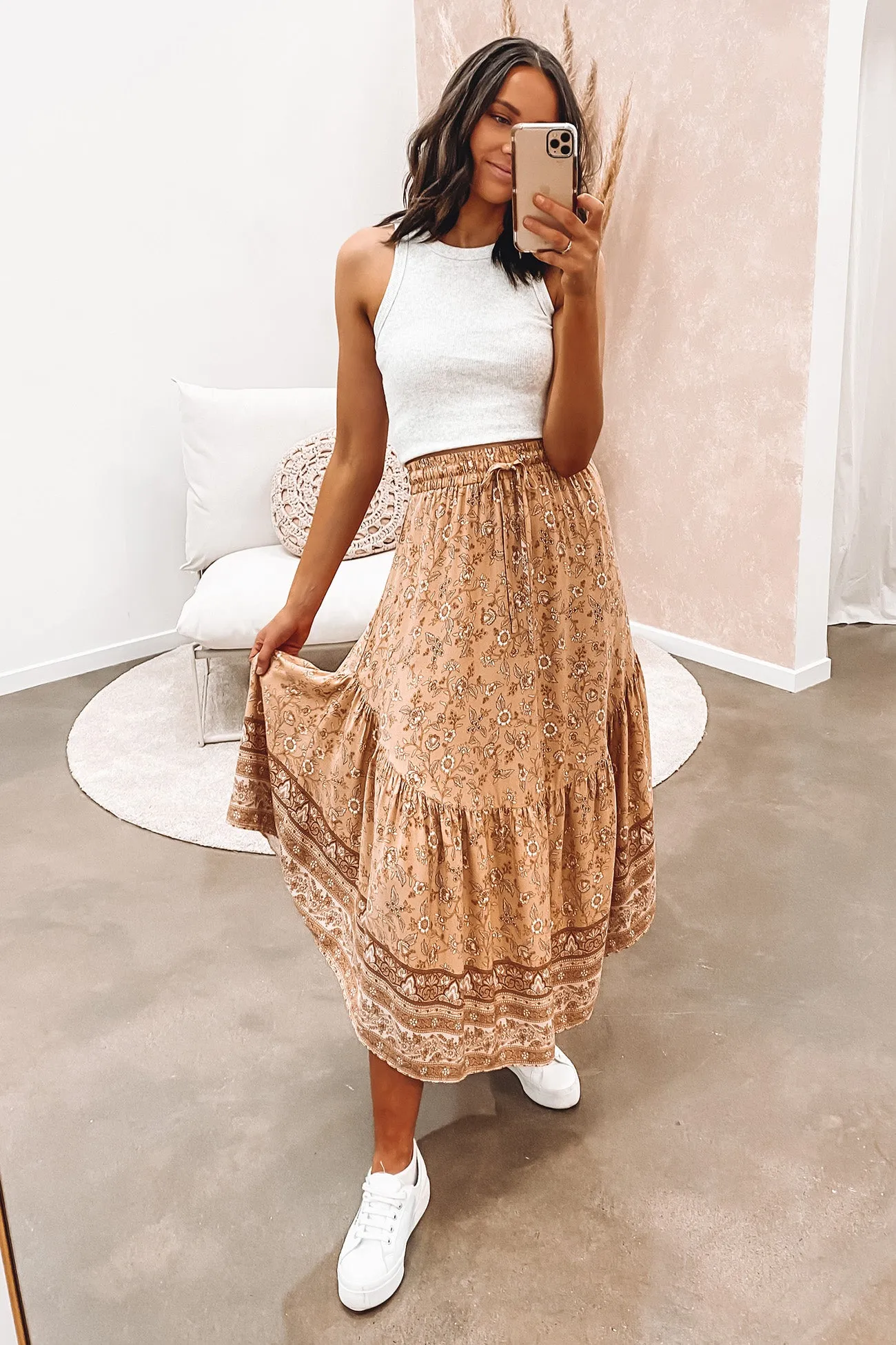 Lailah Maxi Skirt Tan