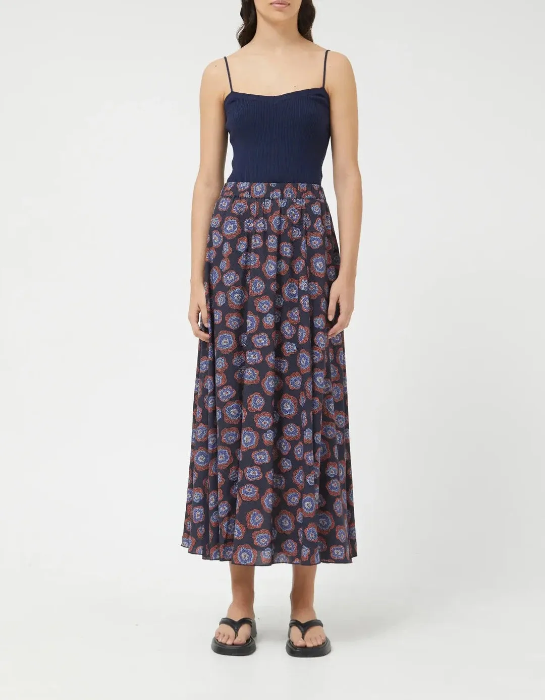 Long Floral Jacaranda Skirt