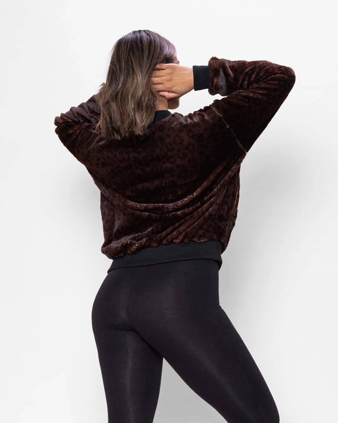 Mahogany Jaguar ULTRA SOFT Faux Fur Bomber Jacket | Women's