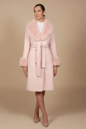 'Marlene' Cashmere and Wool Coat in Rosa