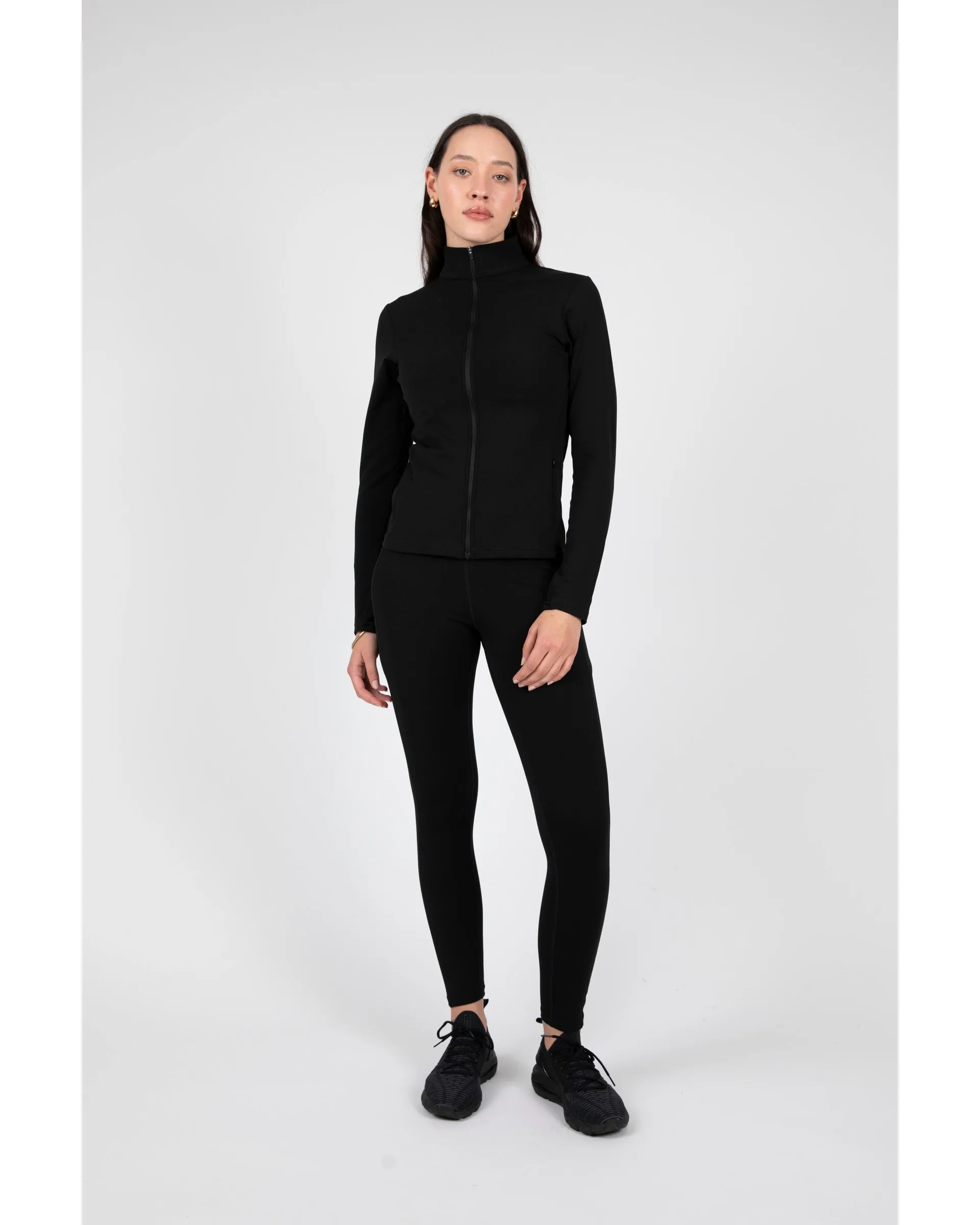 Marlow Active Thermo Fleece Full Zip Long Sleeve - Black