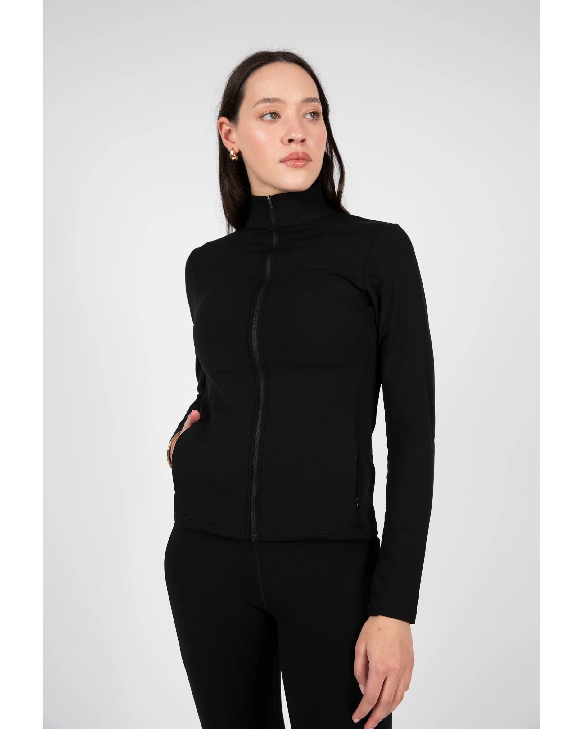 Marlow Active Thermo Fleece Full Zip Long Sleeve - Black