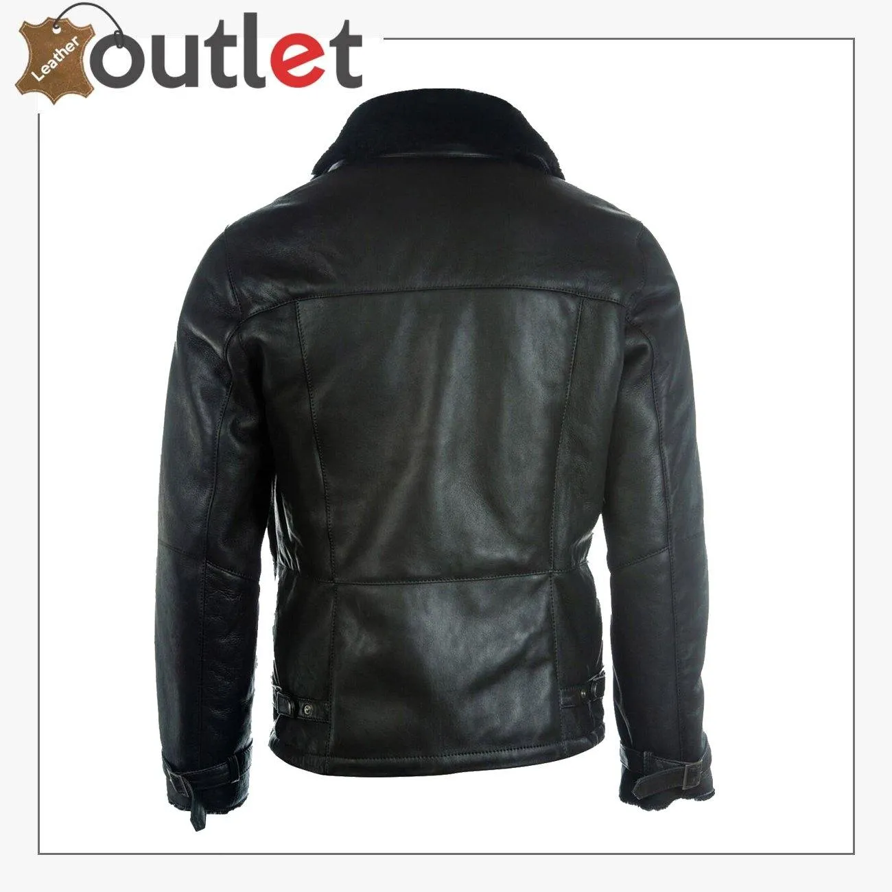 Men Pure Black B3 Shearling Jacket