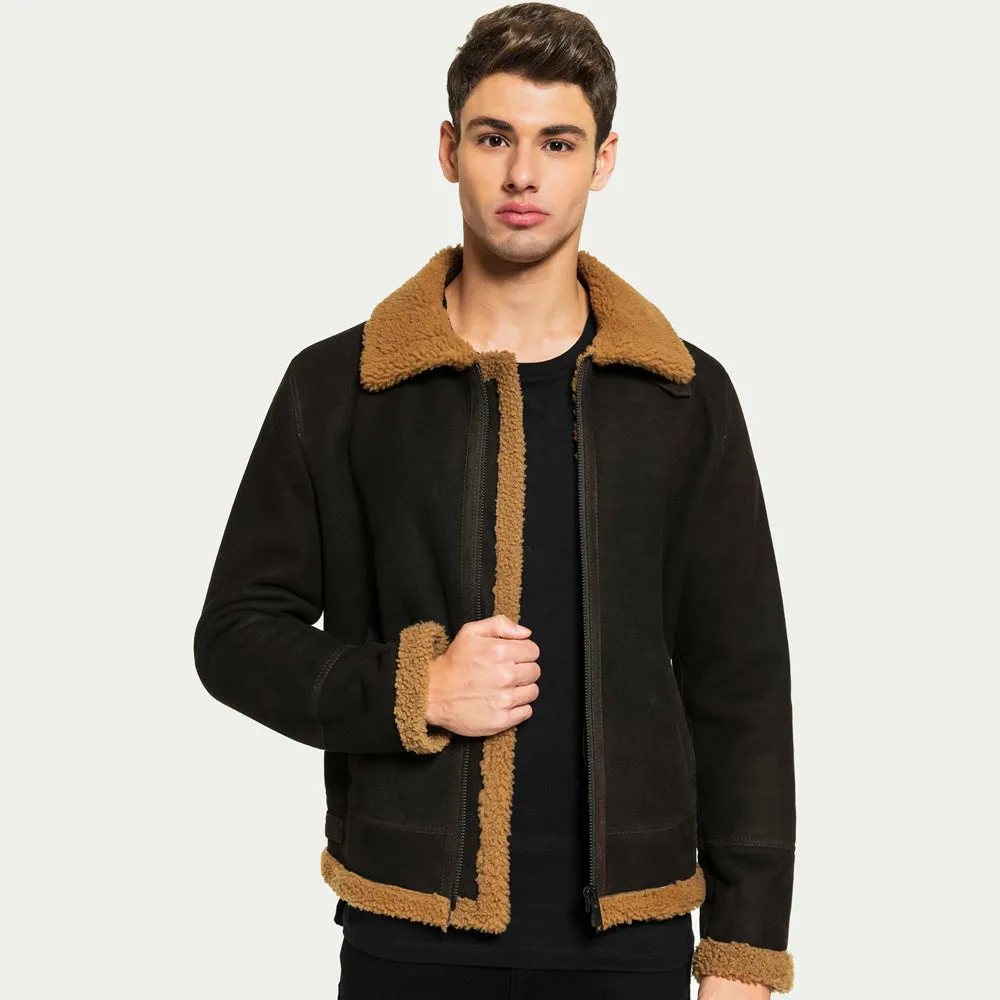 Men Raf B3 Aviator Flight Fur Shearling Jacket