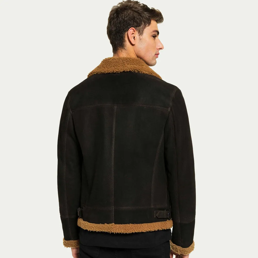 Men Raf B3 Aviator Flight Fur Shearling Jacket