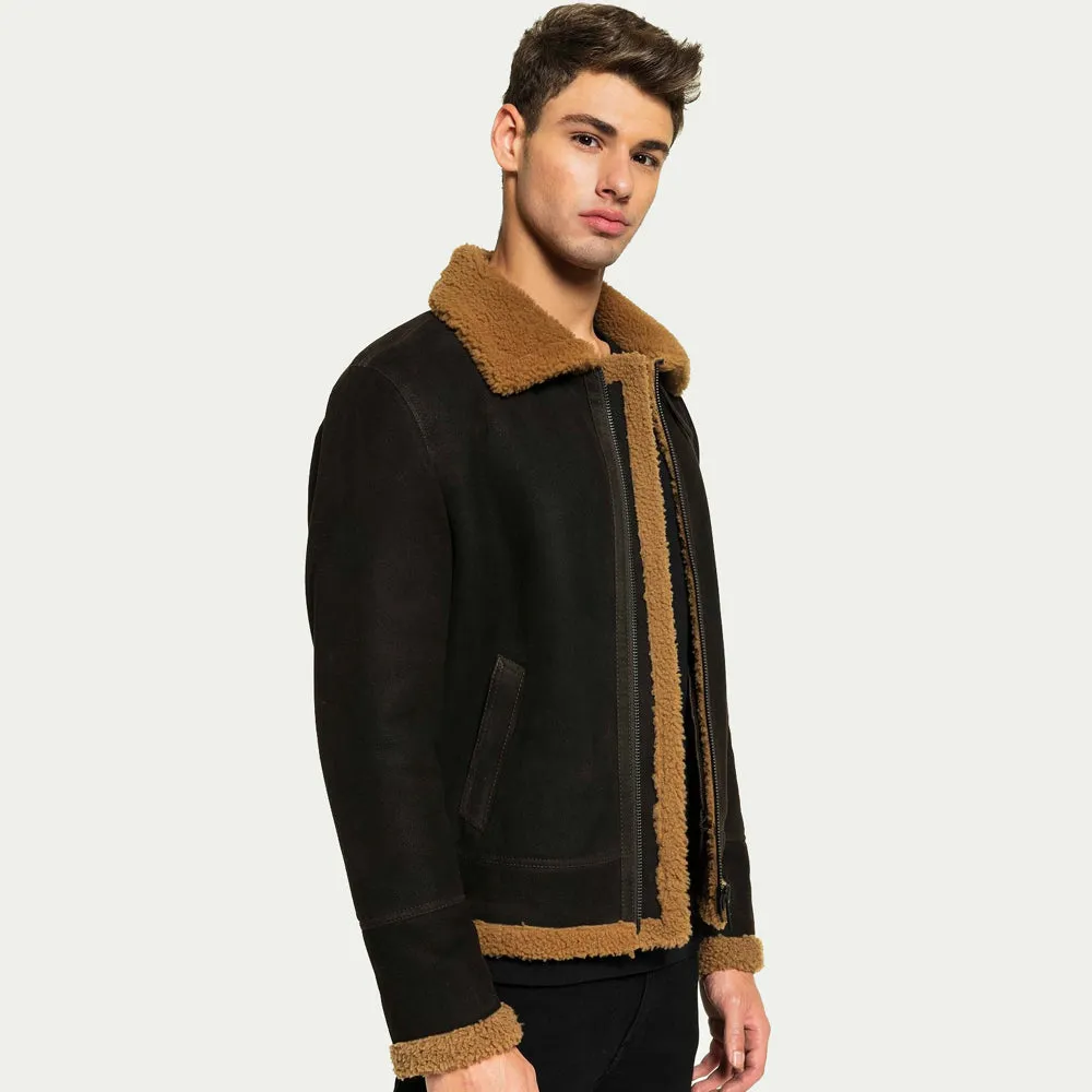 Men Raf B3 Aviator Flight Fur Shearling Jacket