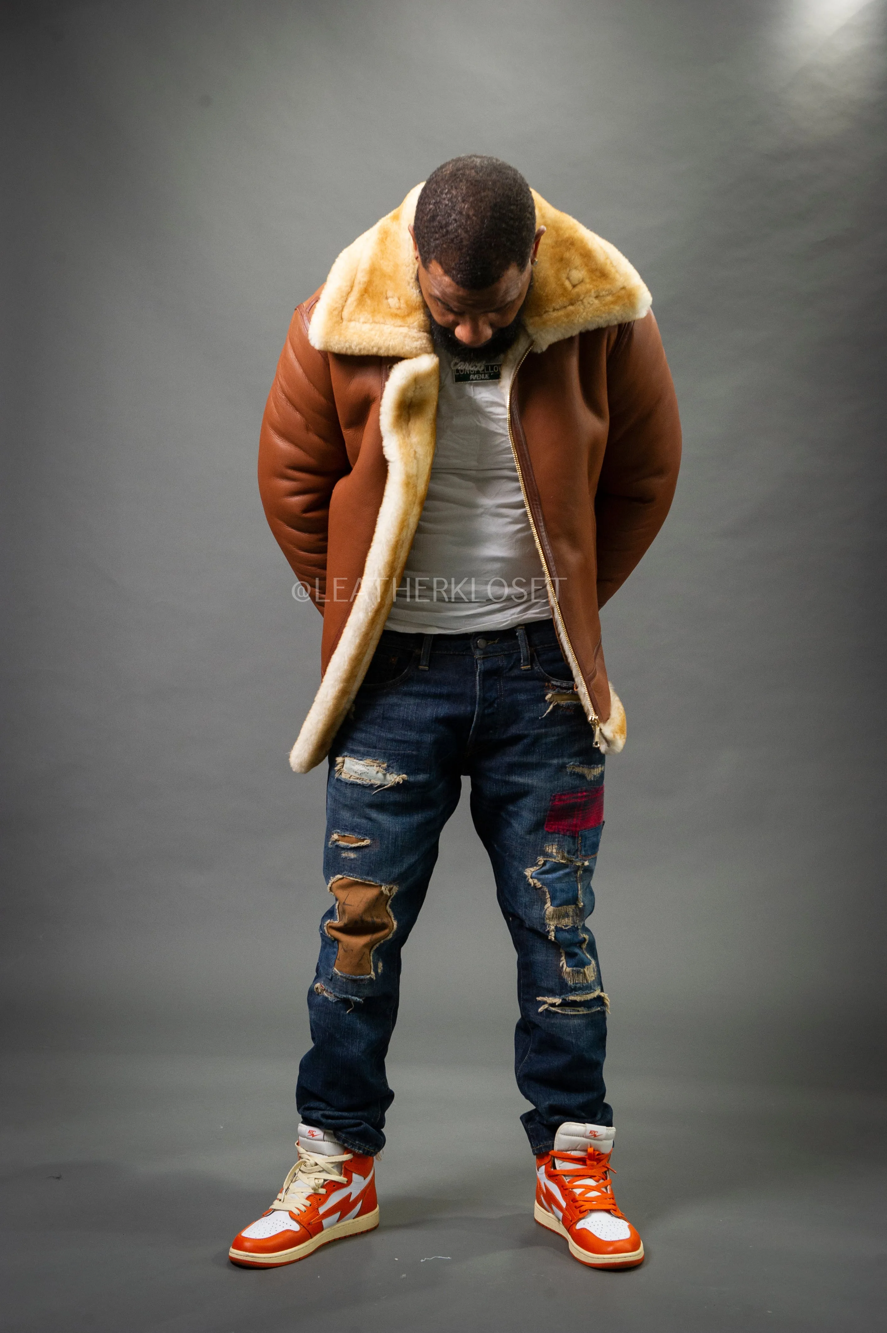 Men's B-3 Bomber Classic Sheepskin Shearling [Tan]