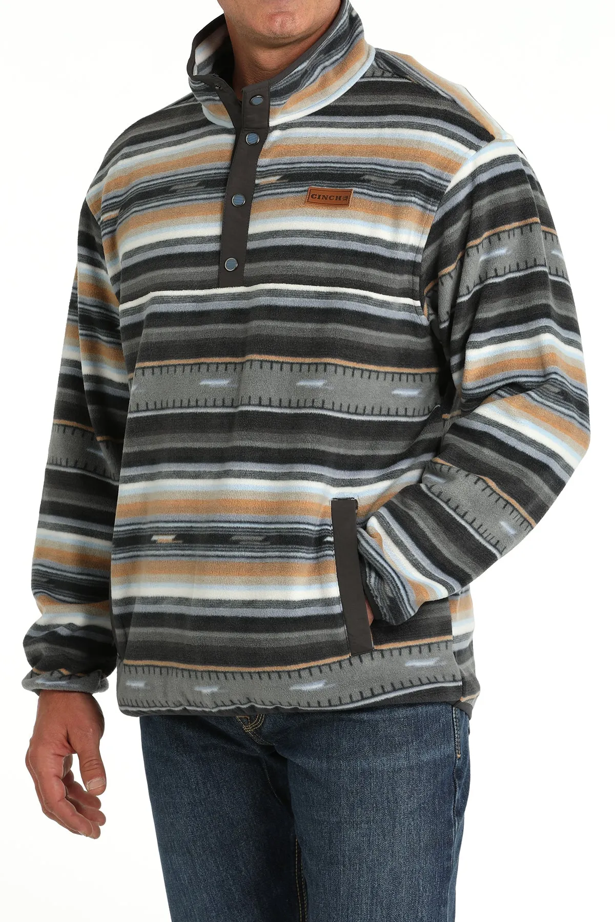 Men's Cinch Black Striped Polar Fleece - MWK1514024