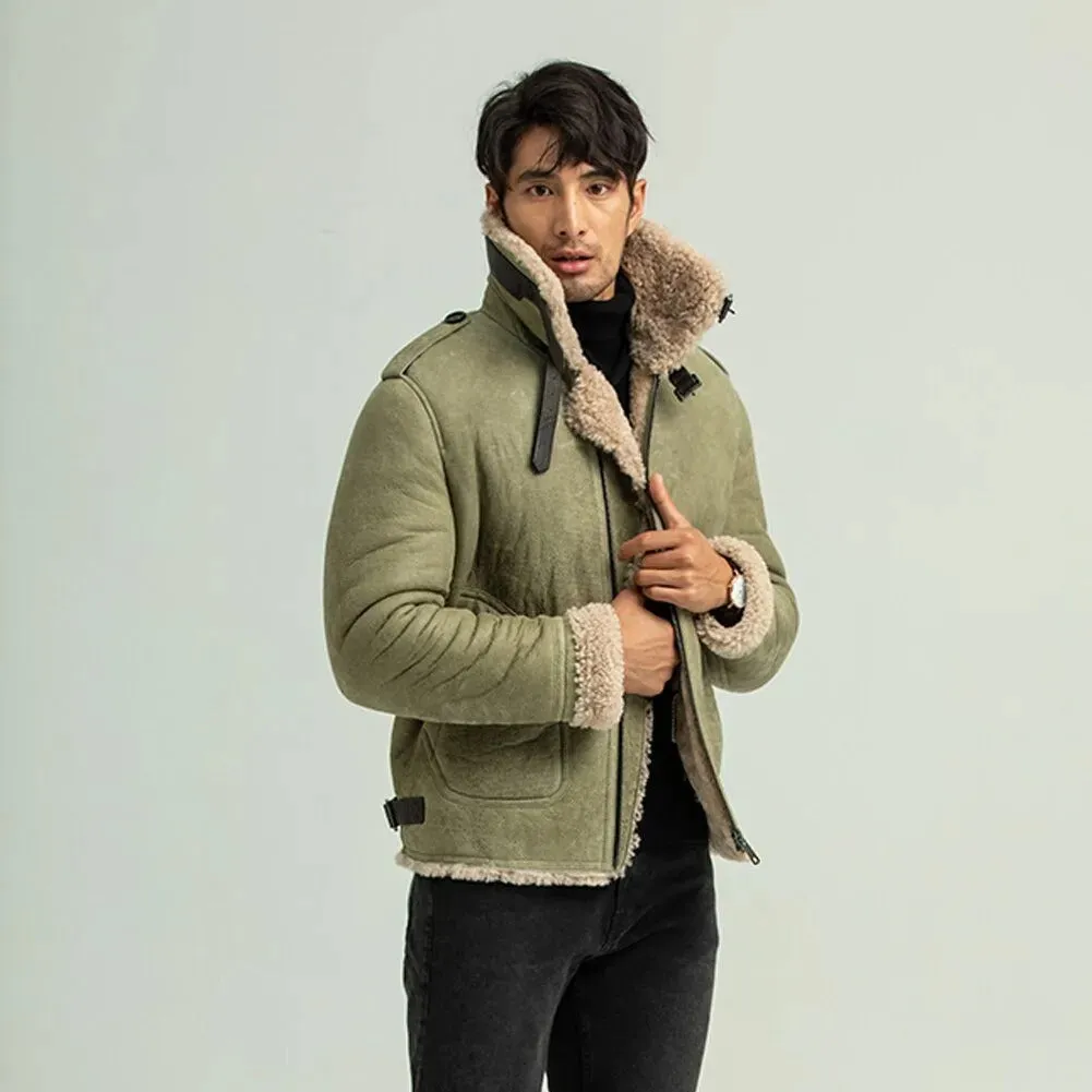 Men's Green Shearling B3 Pilot Jacket - Casual Coat