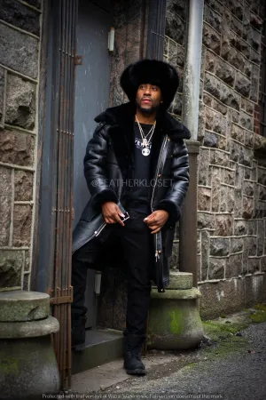 Men's Milan Sheepskin Shearling Coat With Fox Fur Hat