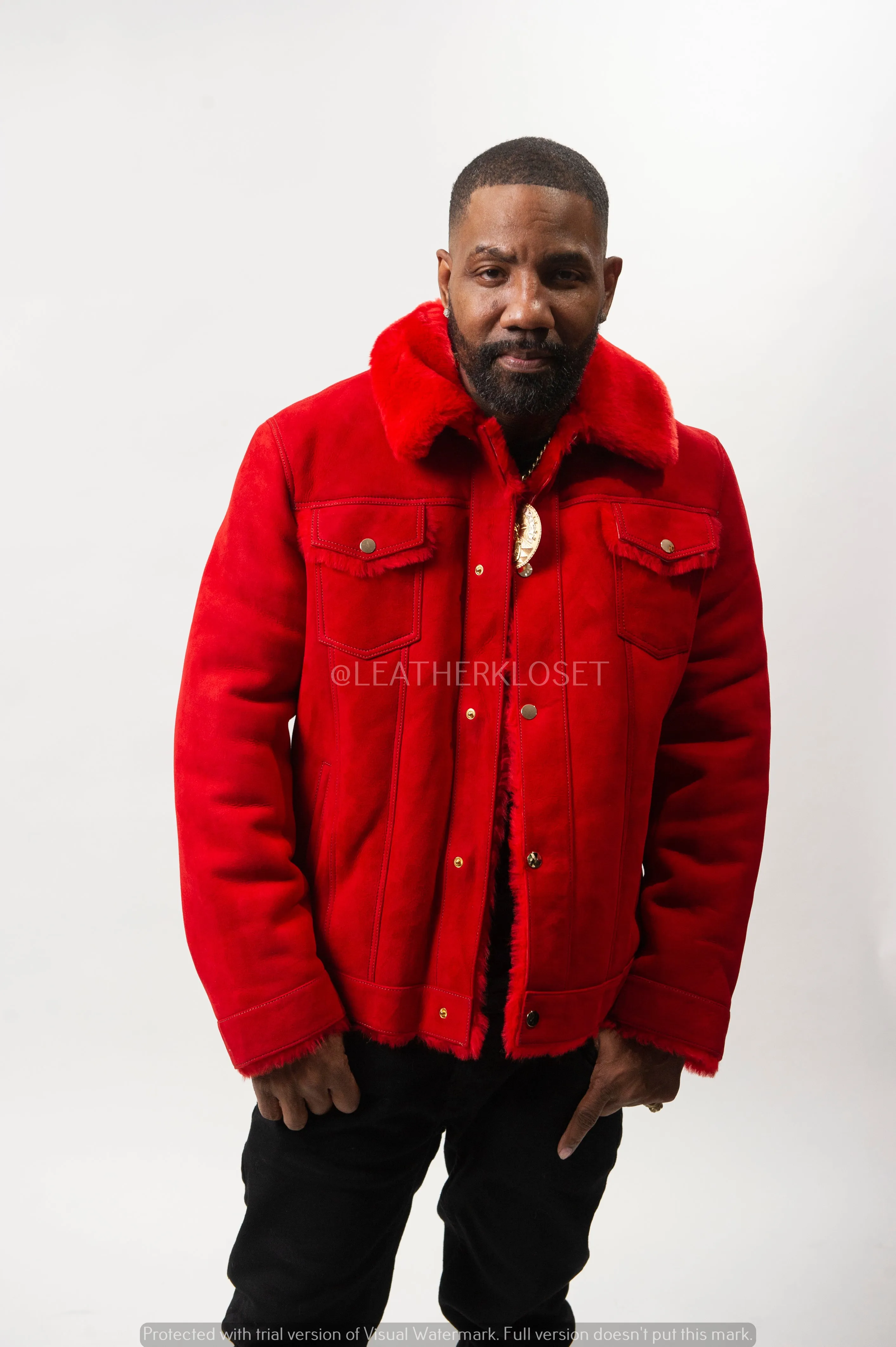 Mens Troy Shearling Jacket [Red]