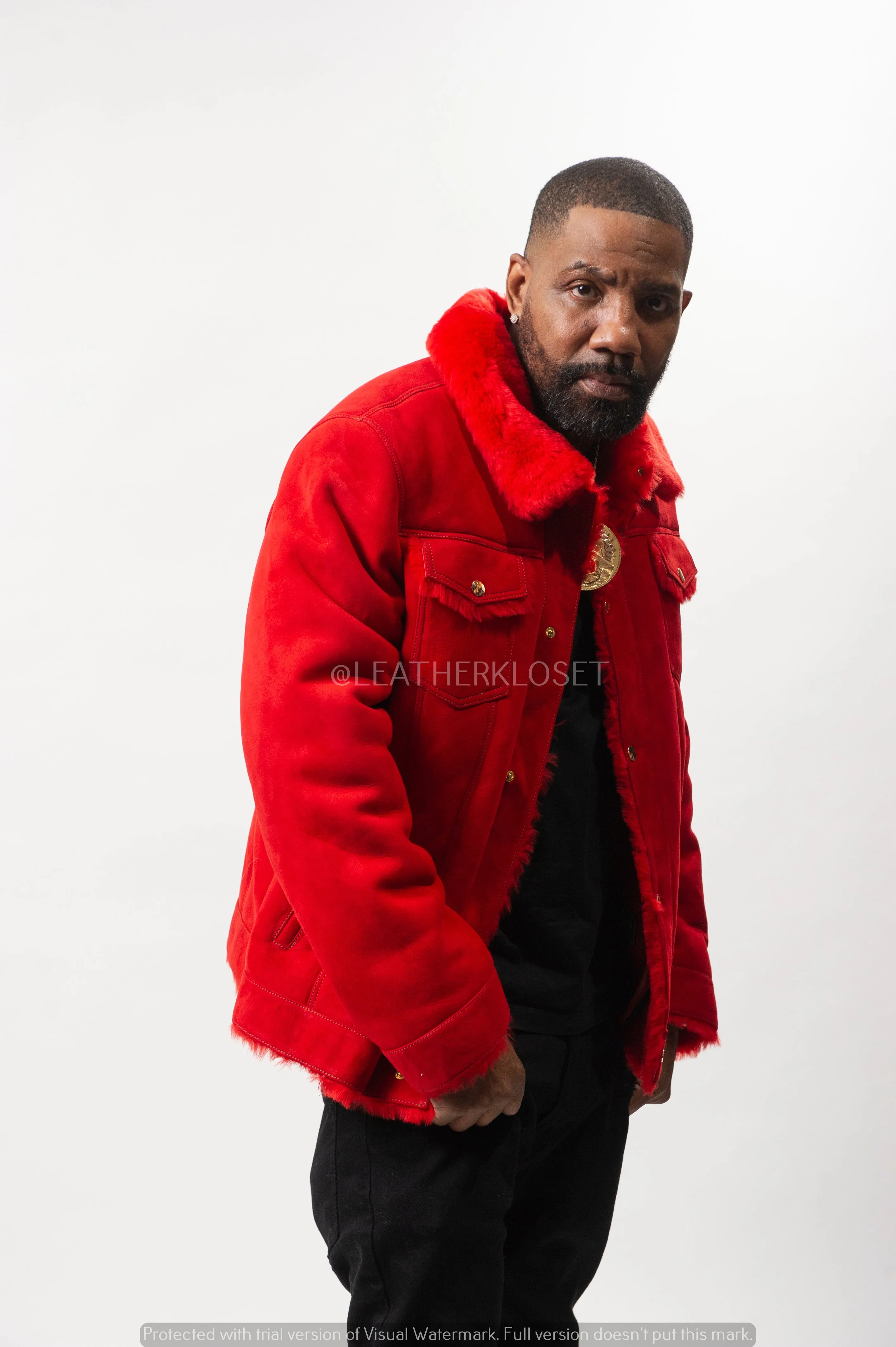 Mens Troy Shearling Jacket [Red]