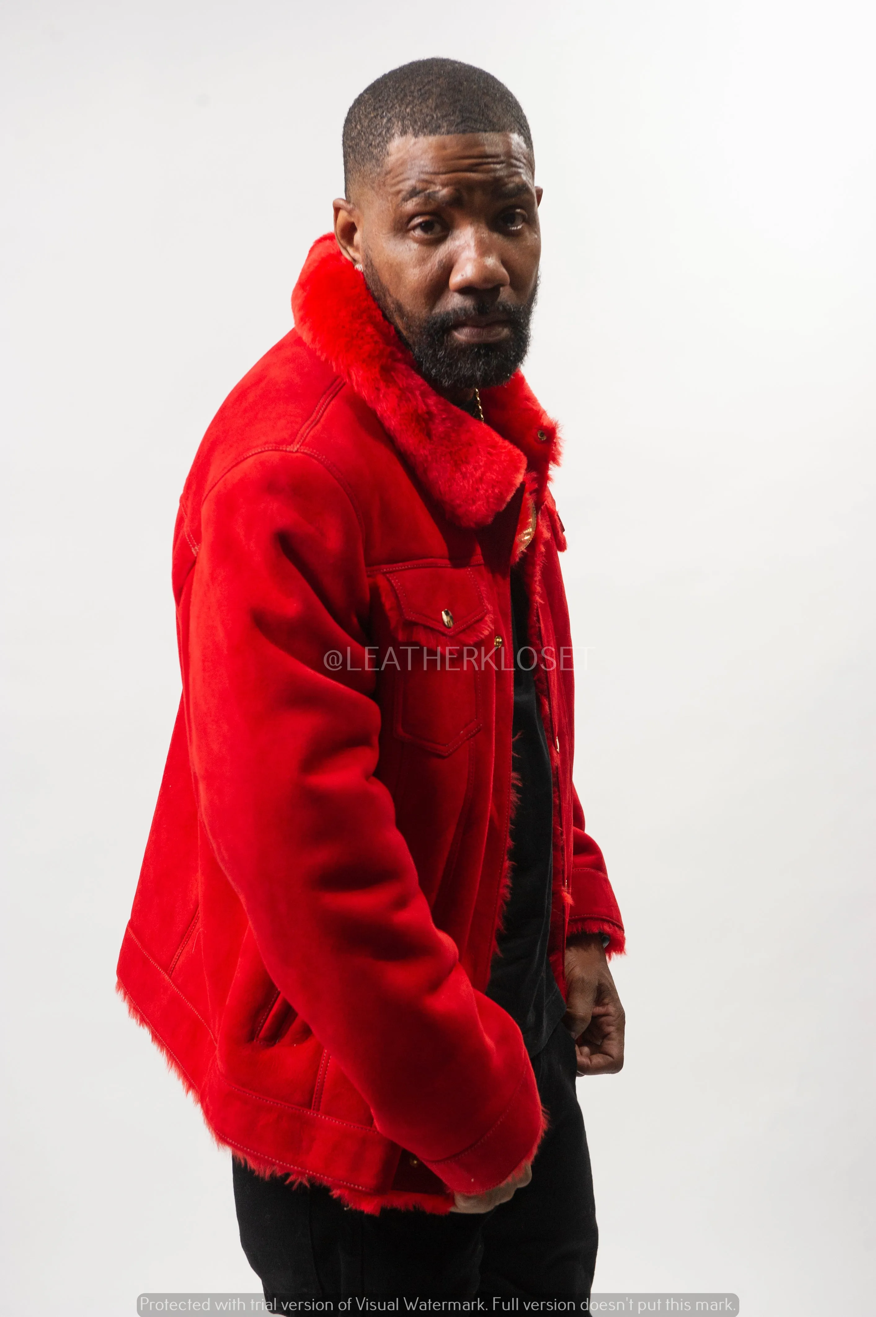 Mens Troy Shearling Jacket [Red]