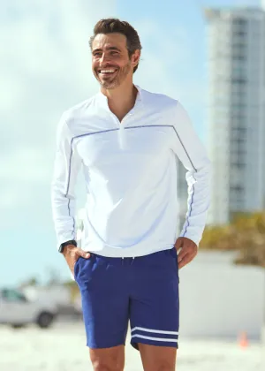 Men's White Sport Zip Top