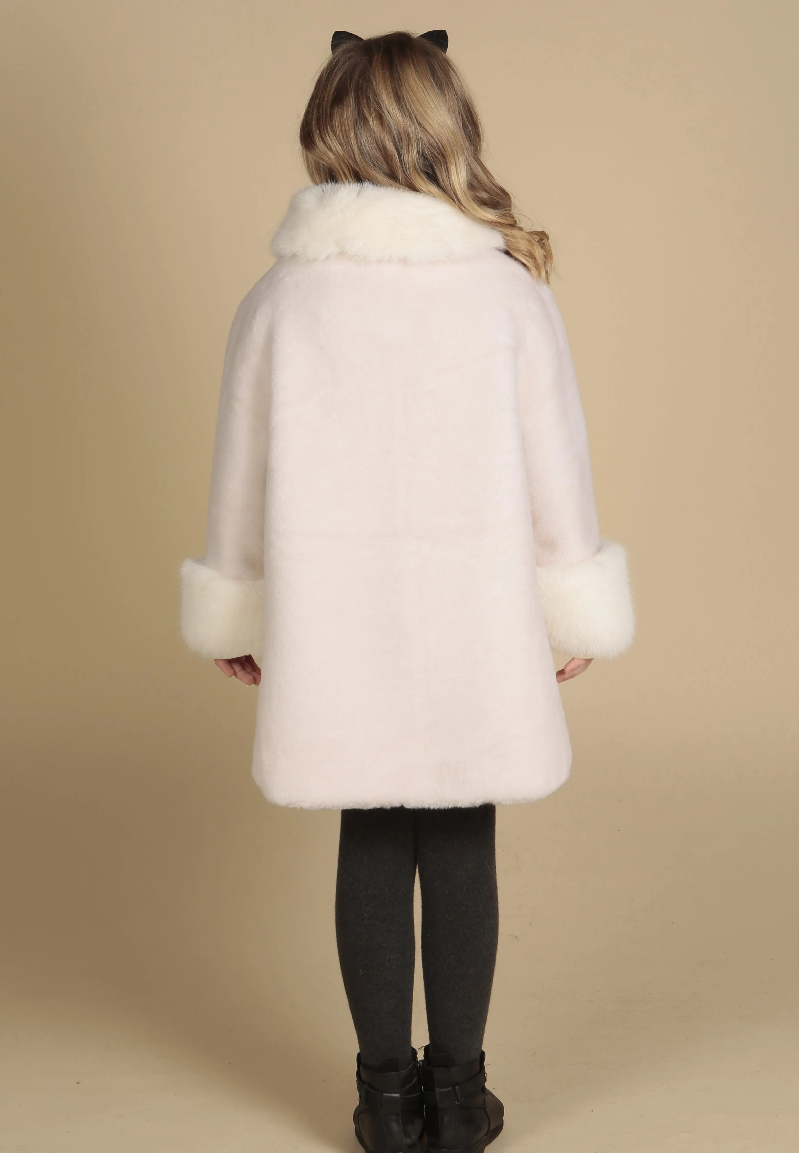 'Mini' 'Scarlett' Wool Coat in Bianco