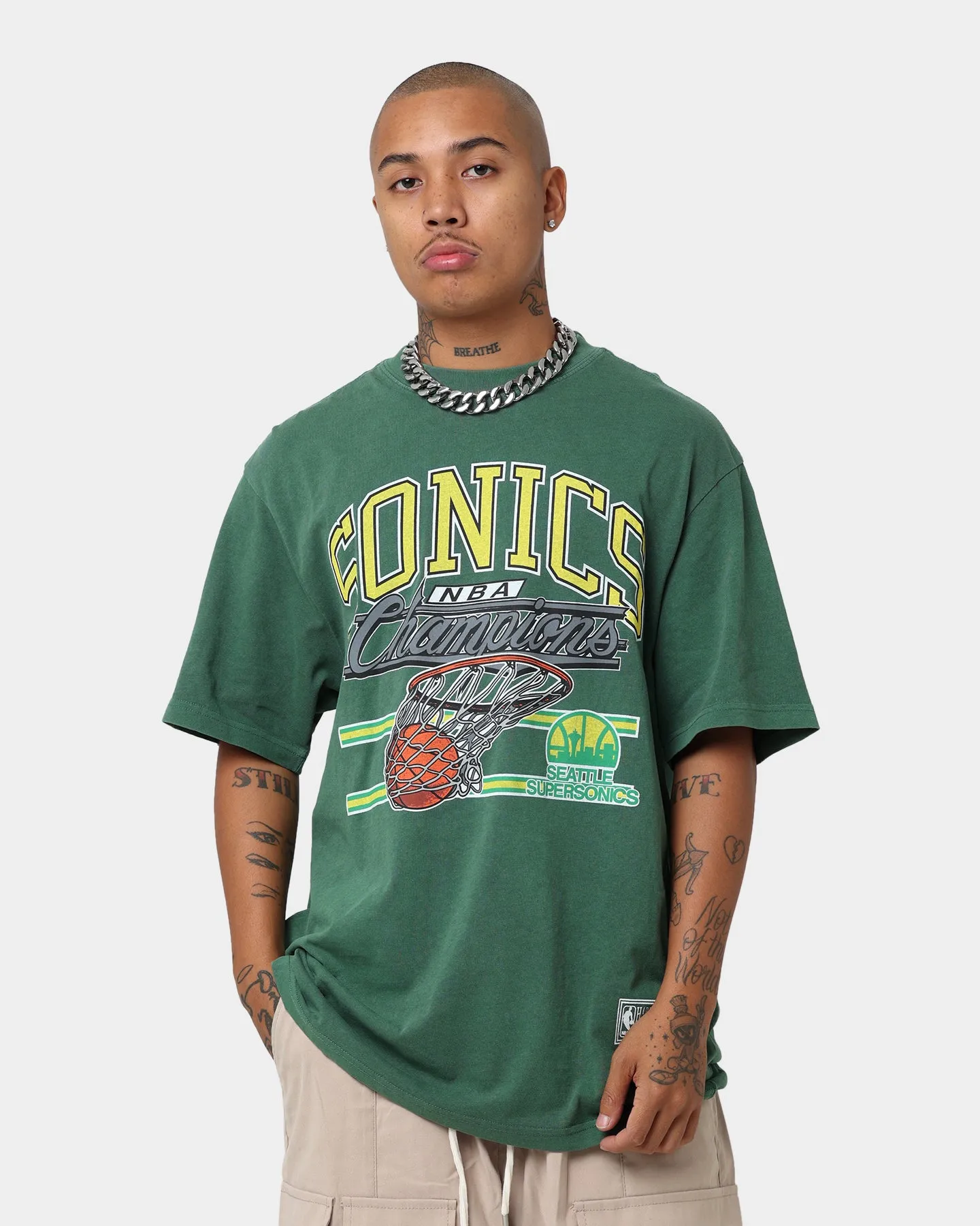 Mitchel & Ness Seattle Sonics Hoop T-Shirt Faded Green