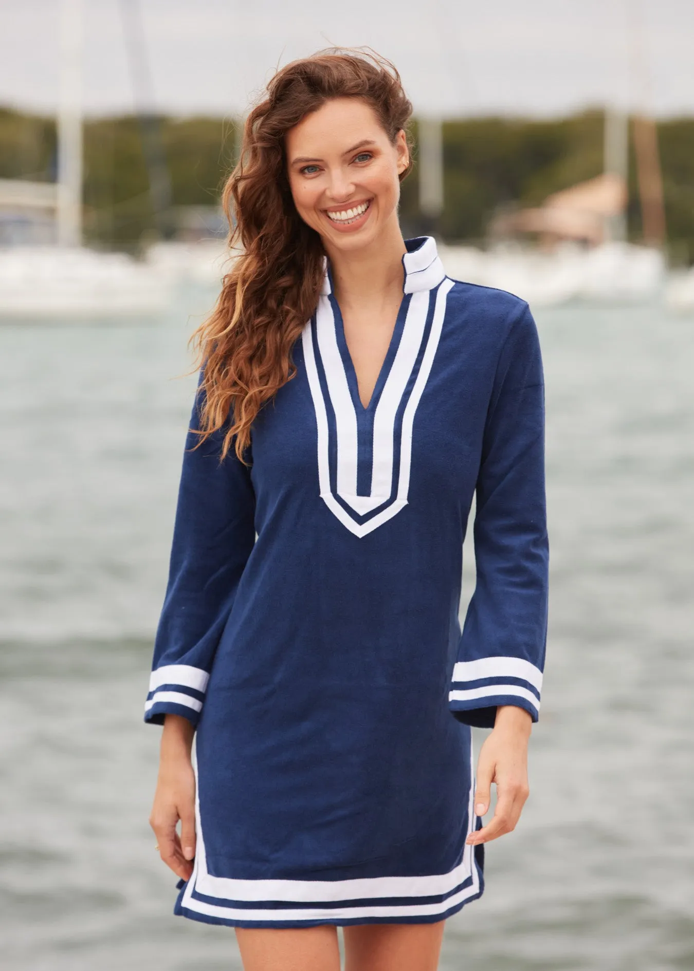 Navy/White Terry Tunic