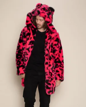 Neon Pink Leopard Classic Faux Fur Coat | Men's