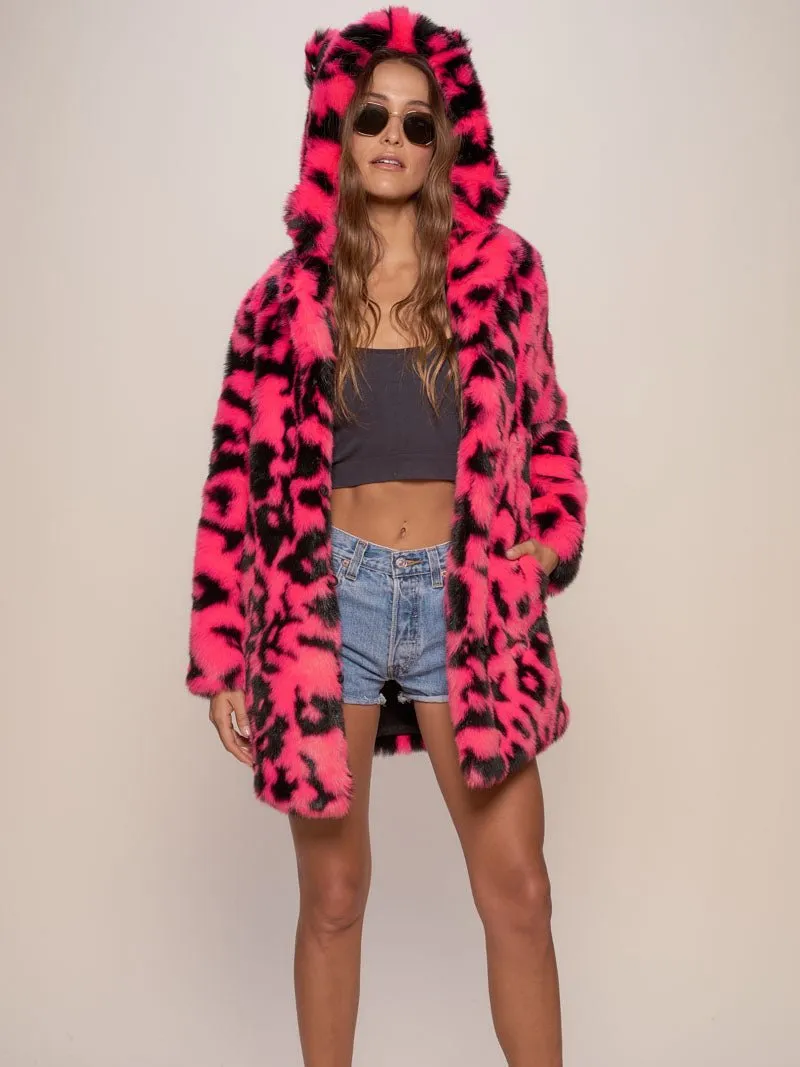 Neon Pink Leopard Classic Faux Fur Coat | Women's