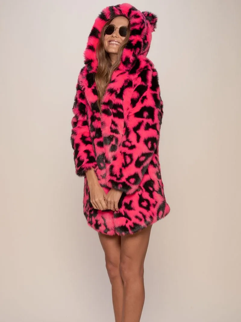 Neon Pink Leopard Classic Faux Fur Coat | Women's