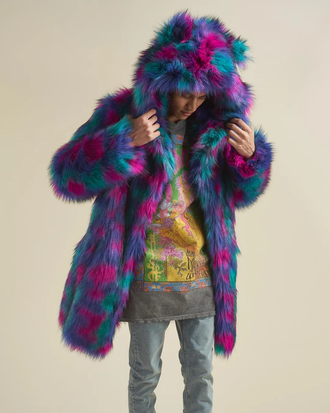 Northern Lights Calico Leopard Classic Faux Fur Coat | Men's