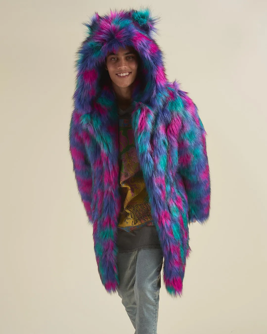 Northern Lights Calico Leopard Classic Faux Fur Coat | Men's