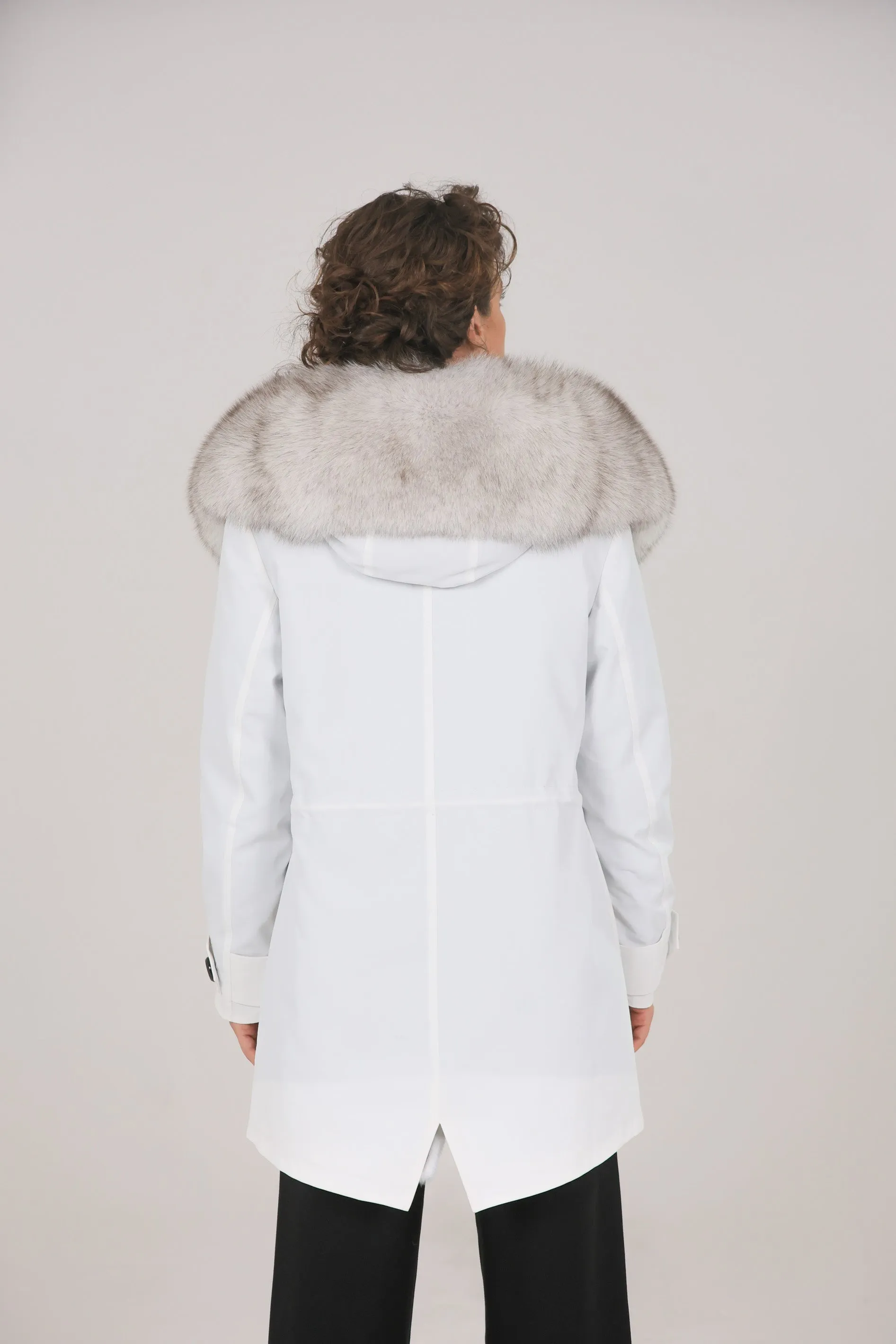 Parka in cotone tecnico impermeabile long white