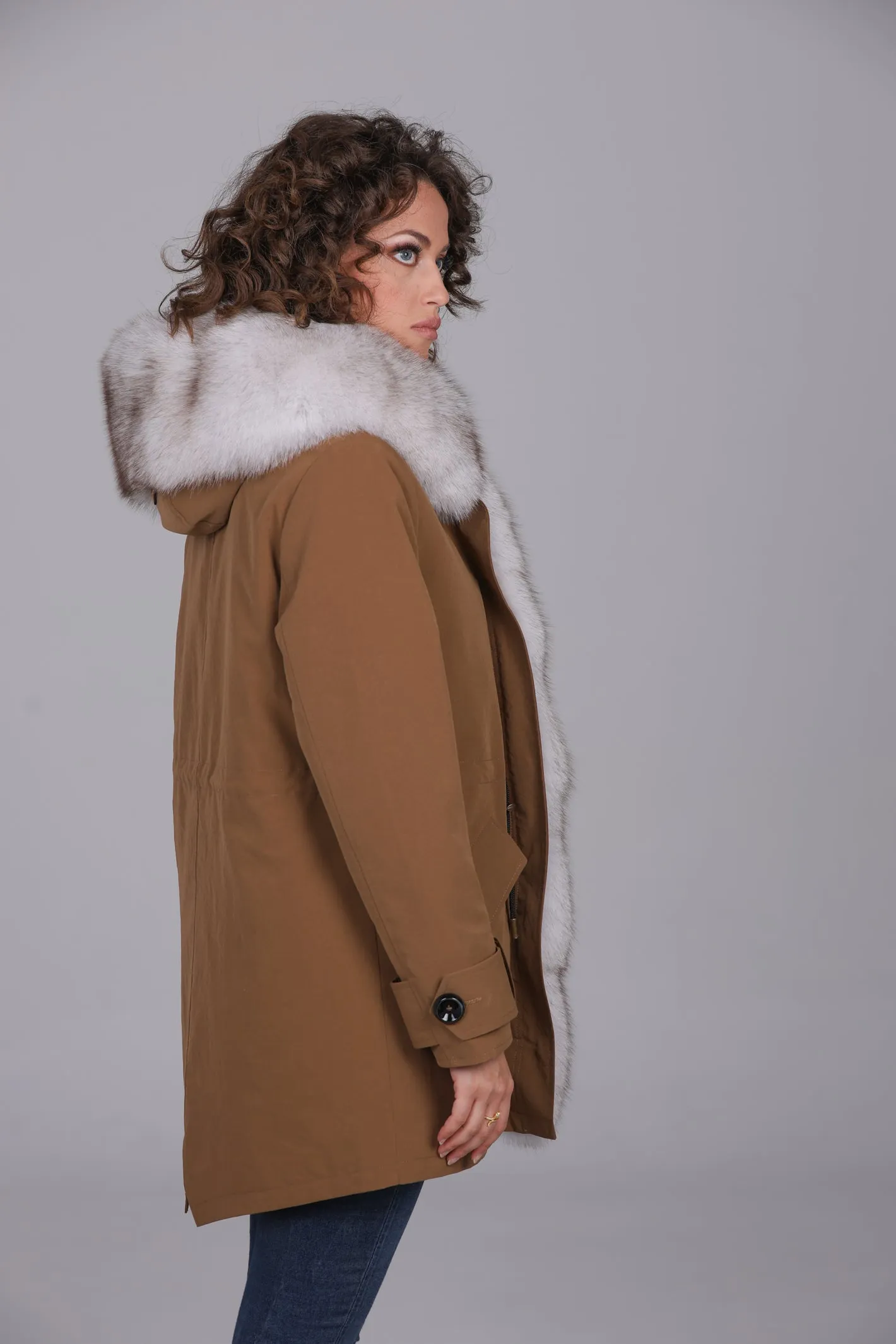 Parka in cotone tecnico impermeabile long white