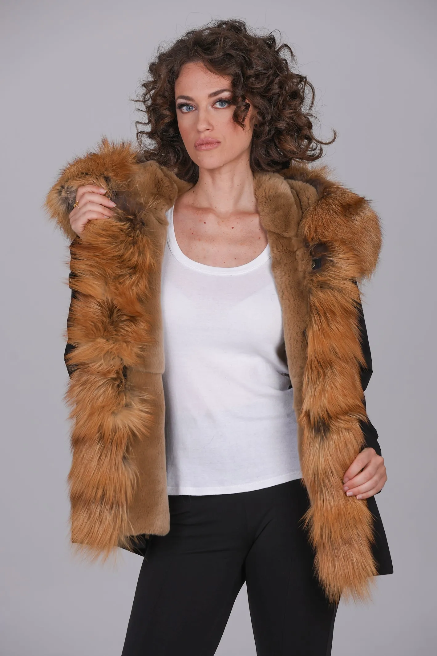 Parka in cotone tecnico  impermeabile short luxury gold