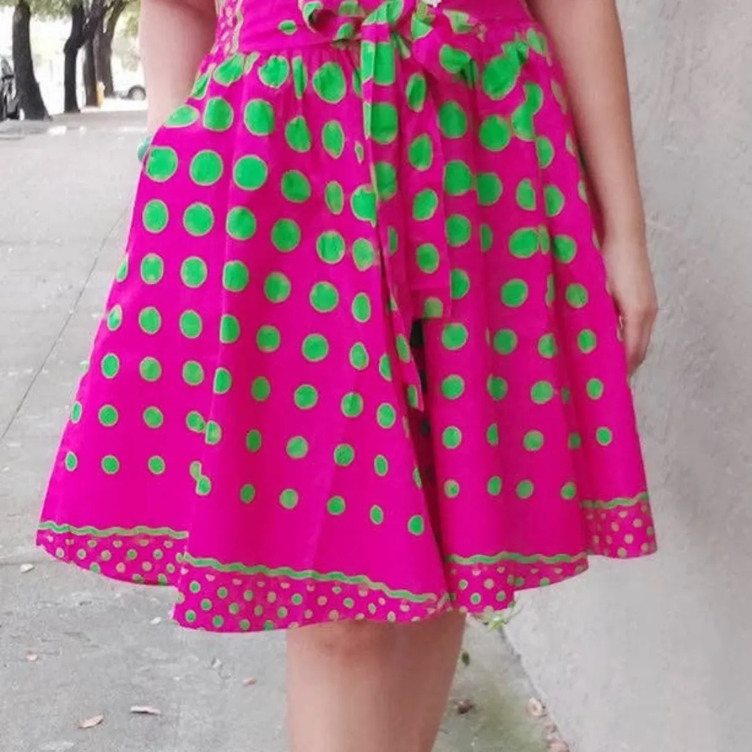 Pink and Green Polka Dot Skirt