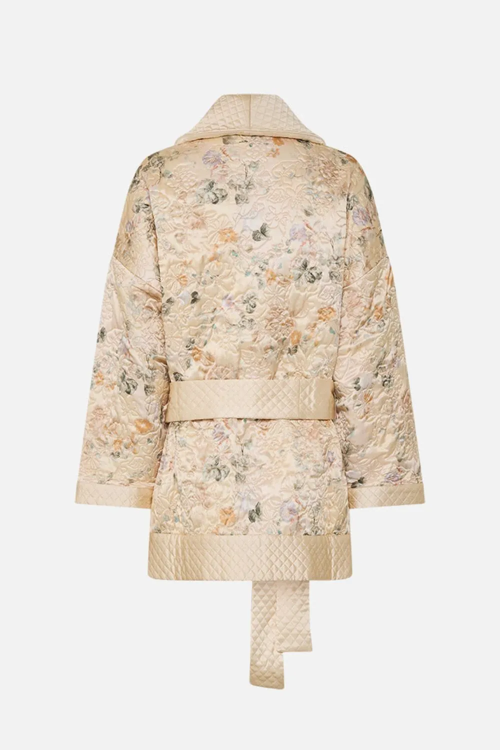 QUILTED ROLL COLLAR COAT ADORNED IN ANTIQUITY