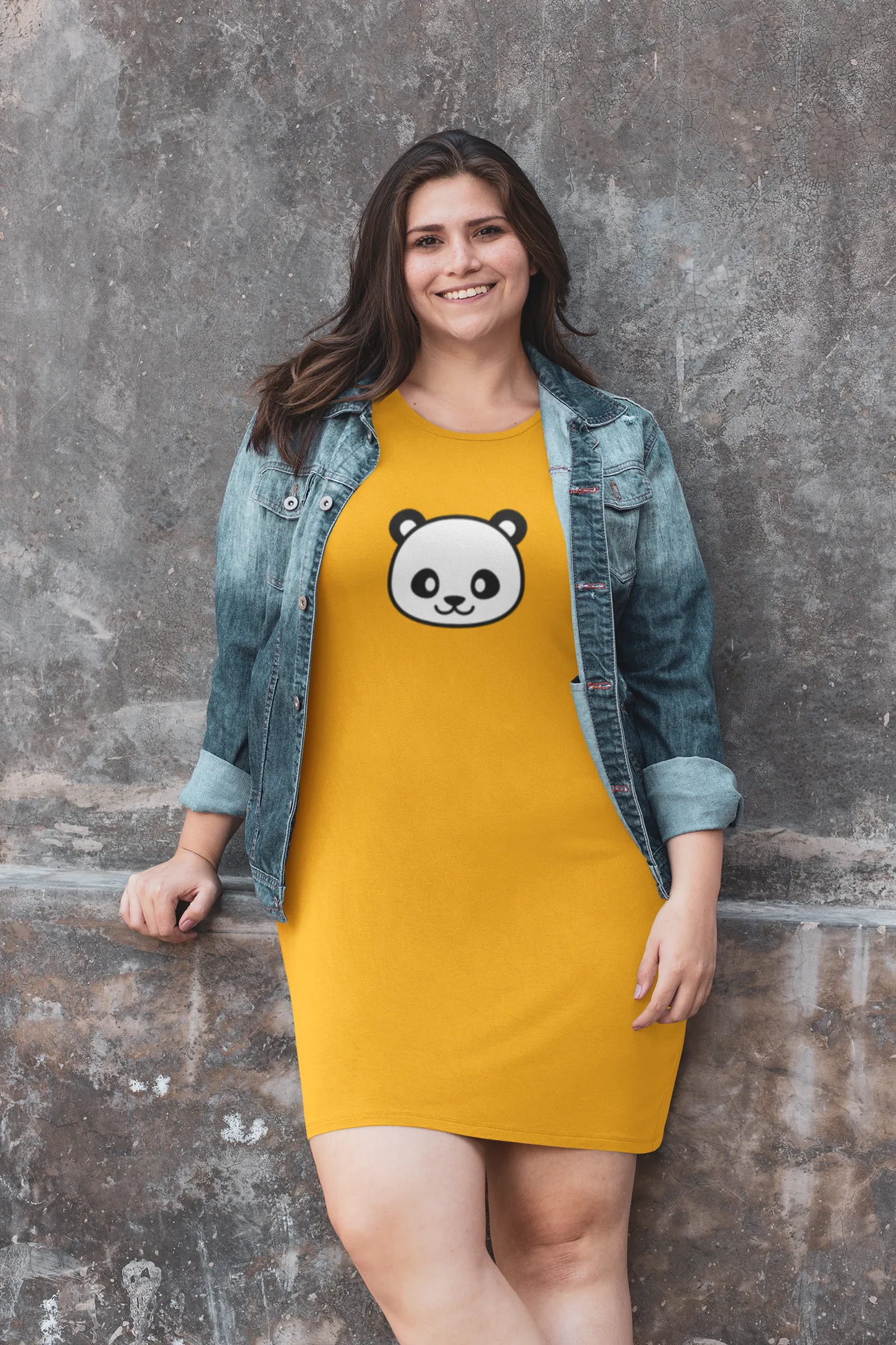 " CUTE PANDA " - 3/4TH SLEEVE T-SHIRT DRESSES